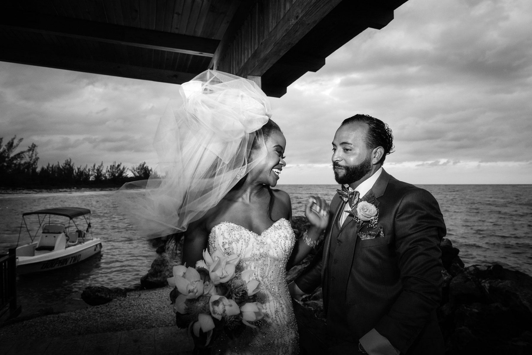 Bride and groom portrait, destination wedding in Jamaica