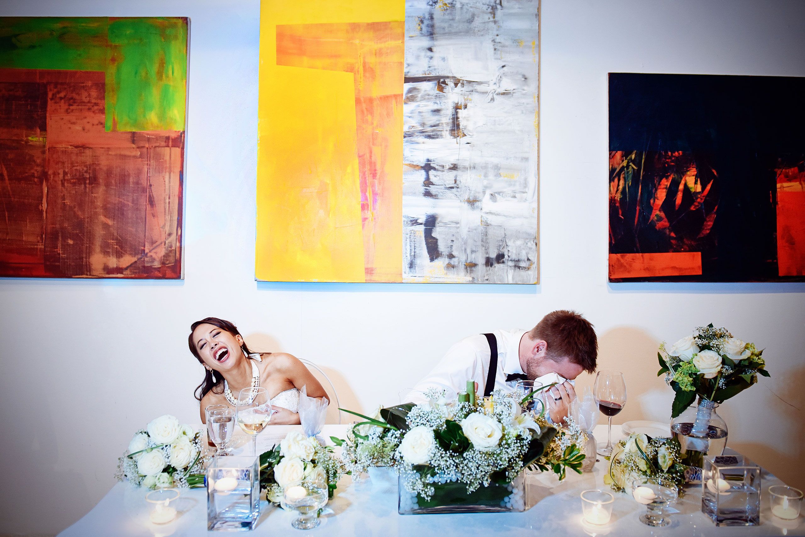Bride and groom at their wedding reception at Gallery Gora