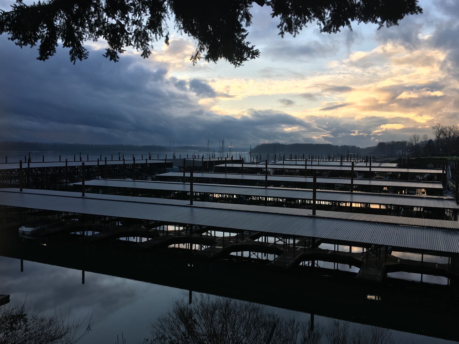 sunset over the columbia river from Camas Washington