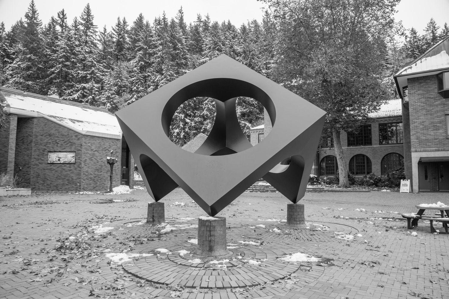 modern sculpture at The Evergreen State College in Olympia, Washington