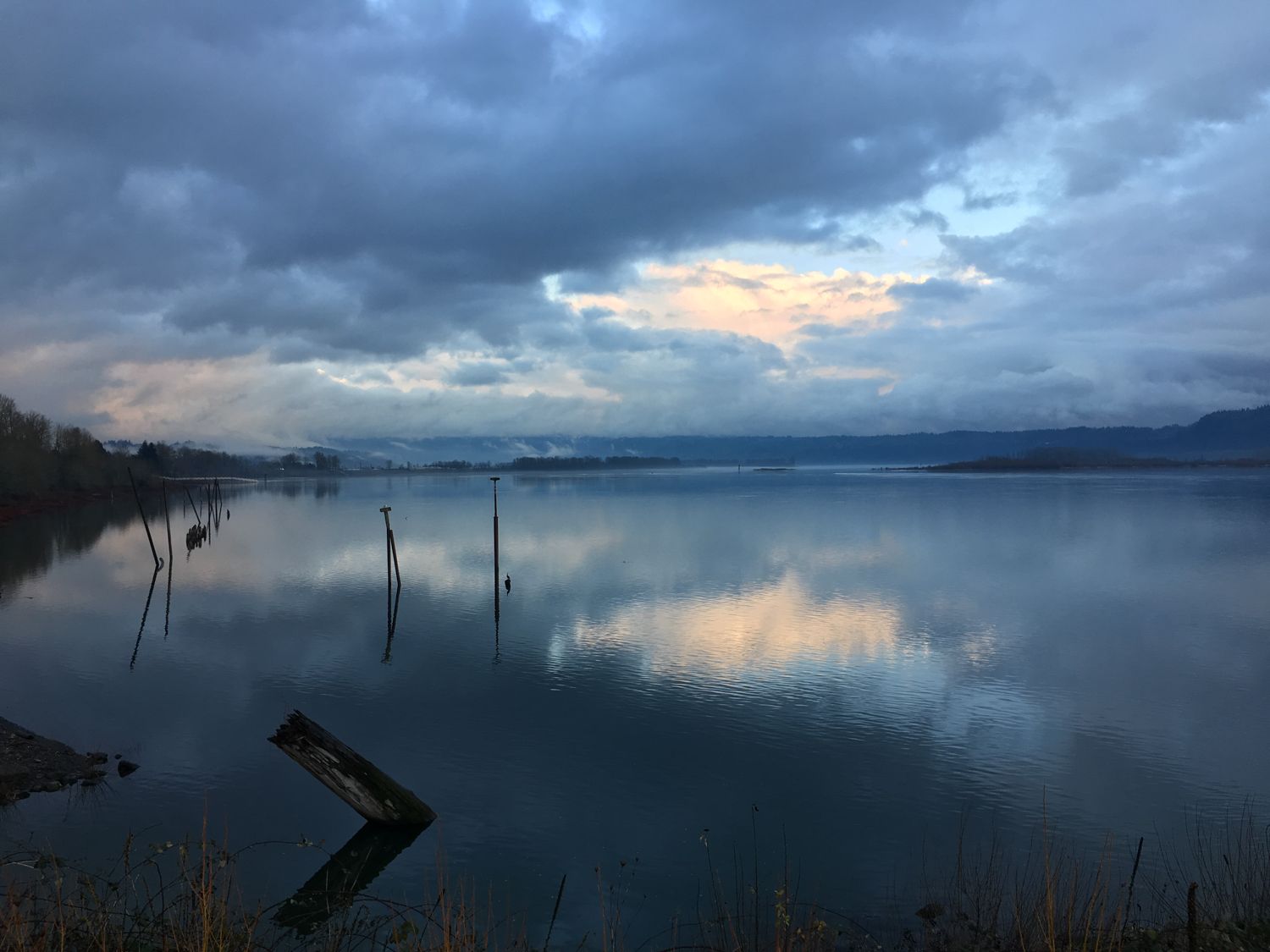 sunset over the columbia river from Camas Washington looking east