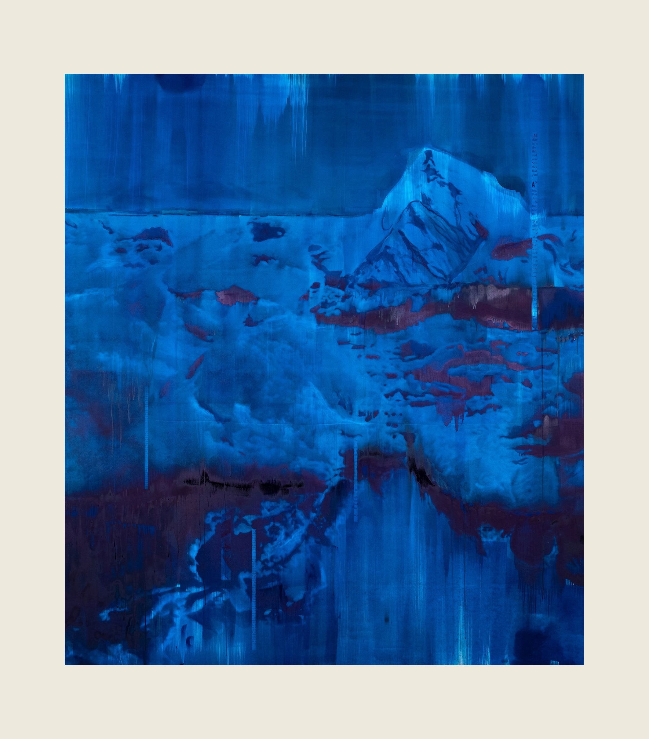 Ink and screenprint on gessoed fiberglass - 108 x 96 x 1 1/4 in (274.3 x 243.8 x 3.2 cm) Darkling, 2019