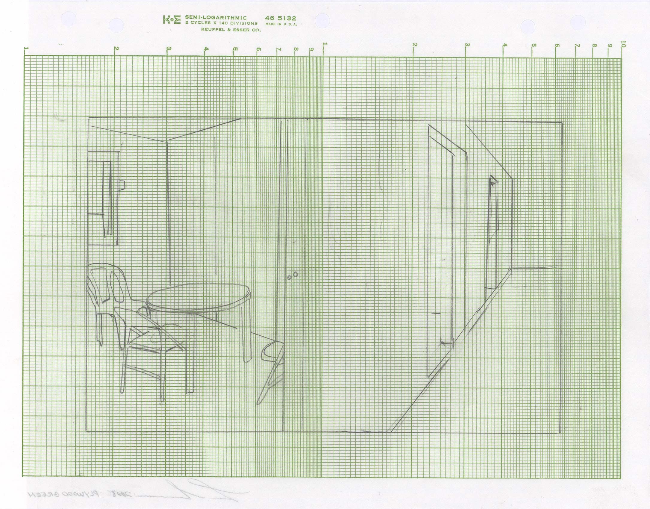 Graphite and ink on paper - 8 1/2 x 11 in (21.6 x 28 cm) Plywood Green, 2008