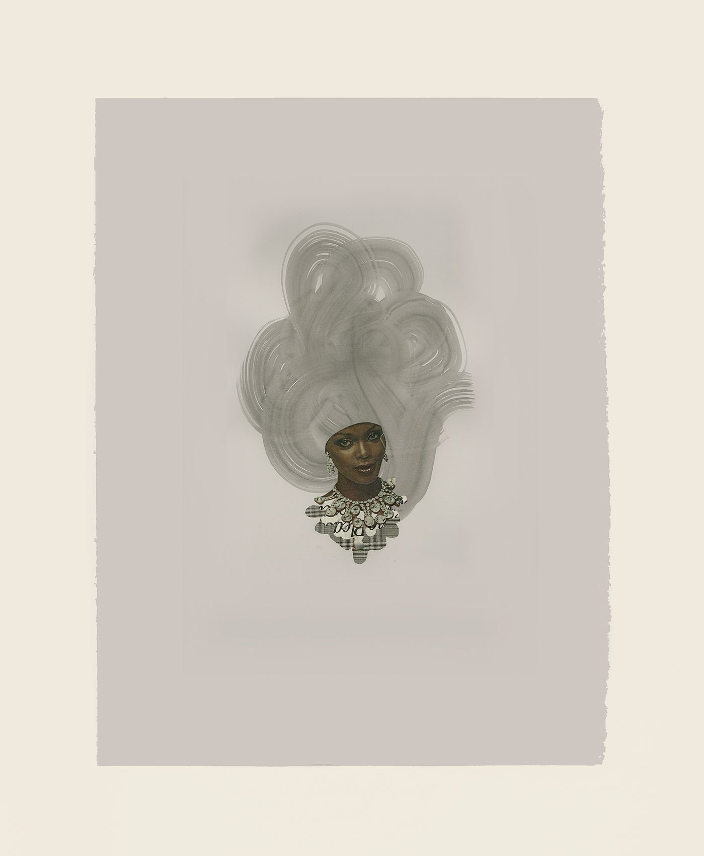 Collage and ink on paper -  31 x 24 x 1 5/8 in (78.6 x 61.1 x 4.1 cm) framed Riunite & Ice #5, 2014