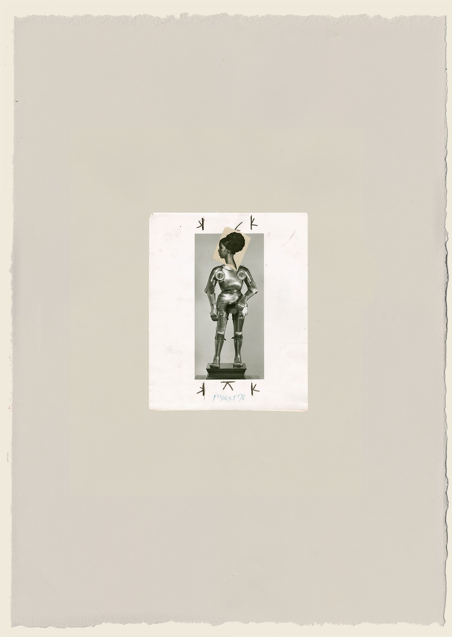 Found photograph and collage on paper - 29 1/2 x 21 5/8 in (74.9 x 54.9 cm) Armor Left, 2016