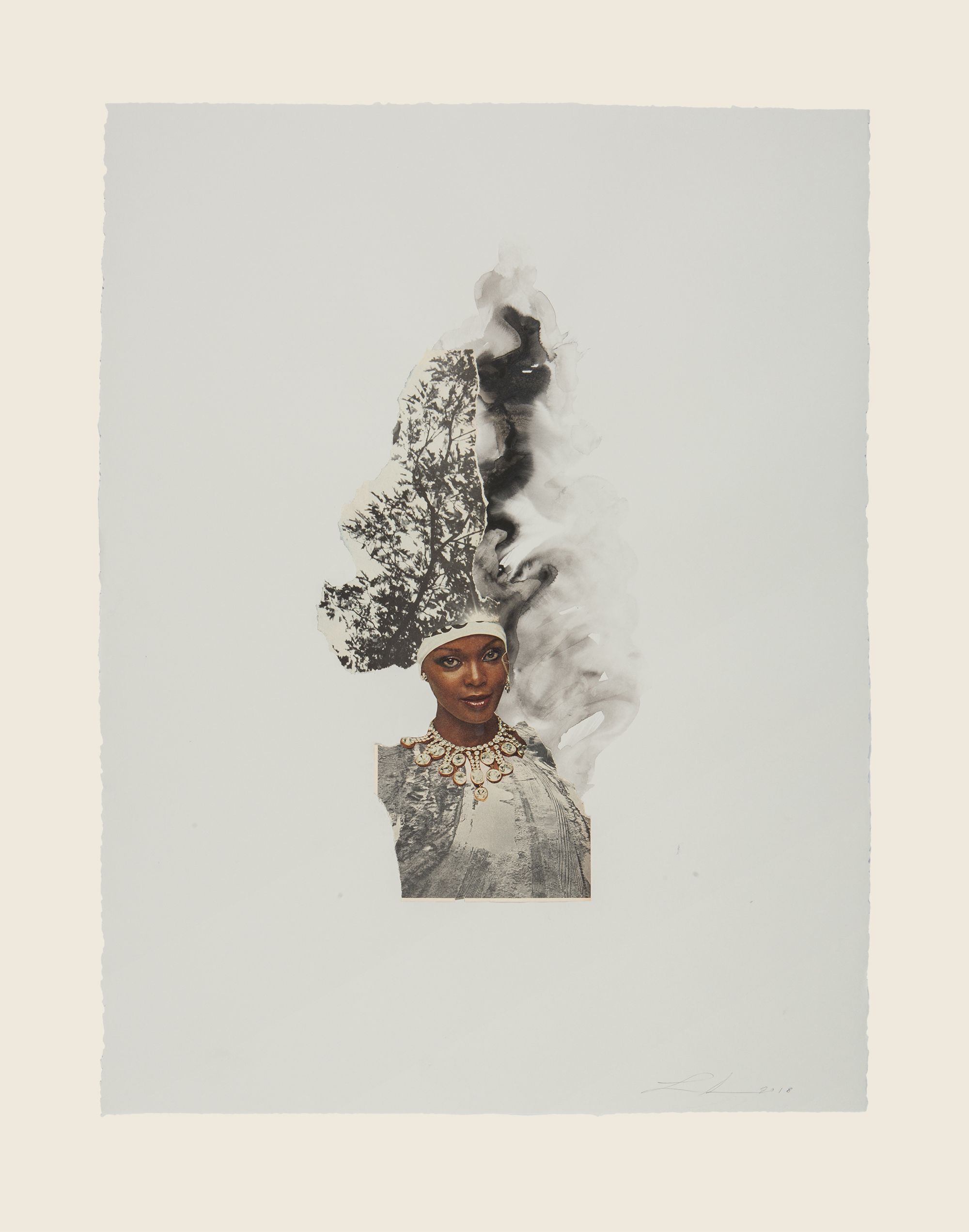 Collage and ink on paper - 31 x 24 x 1 5/8 in (78.6 x 61.1 x 4.1 cm) framed - Photo credit James Wang Riunite & Ice #23, 2018