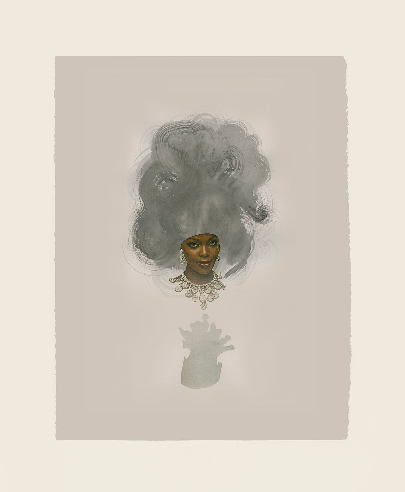 Collage and ink on paper -  31 x 24 x 1 5/8 in (78.6 x 61.1 x 4.1 cm) framed Riunite & Ice #7, 2014