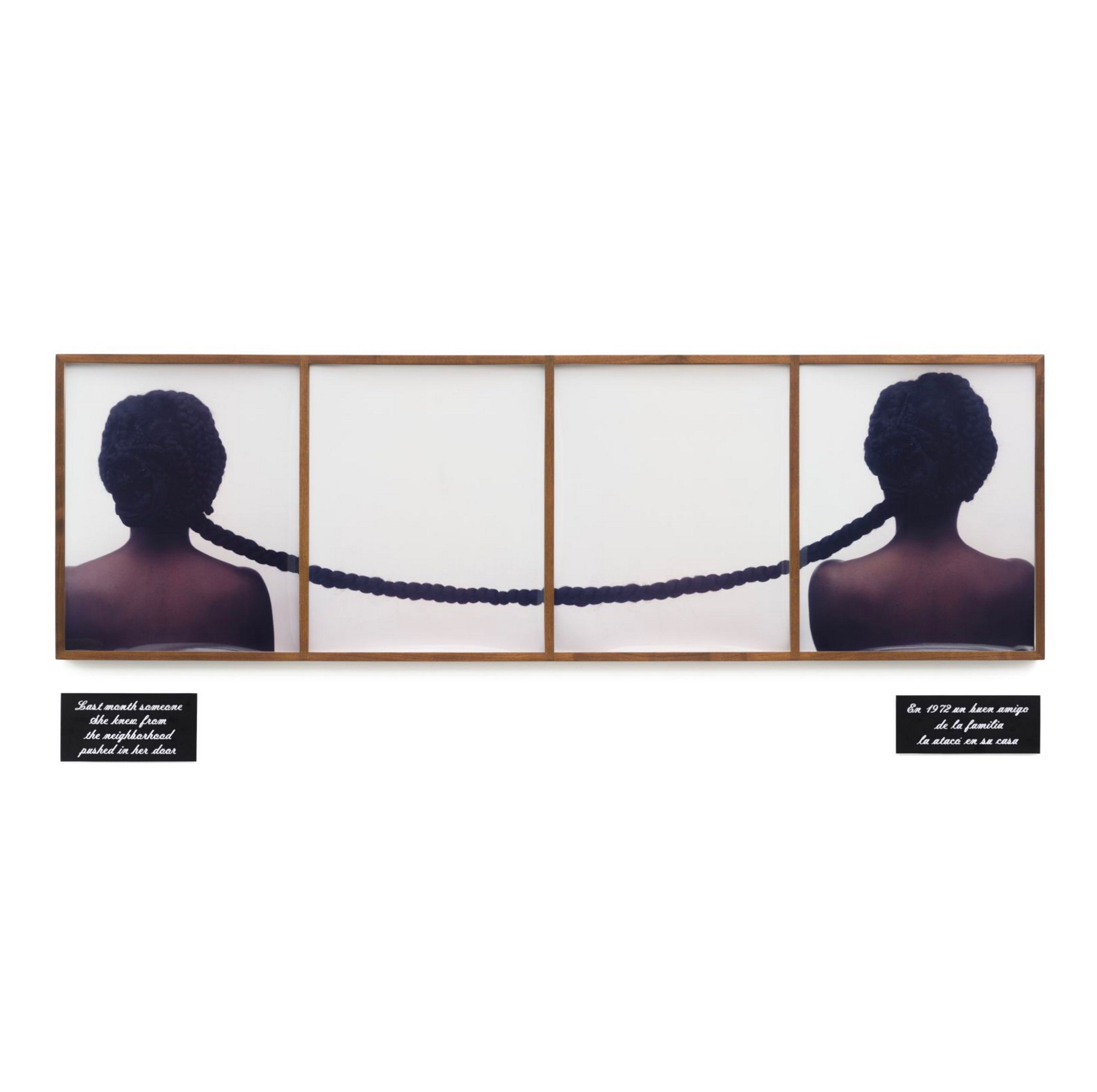 4 color Polaroid prints, 2 engraved plexiglass plaques - 32 1/2 x 83 1/4 in (81.8 x 211.5 cm) Two Sisters Two Tongues, 1991