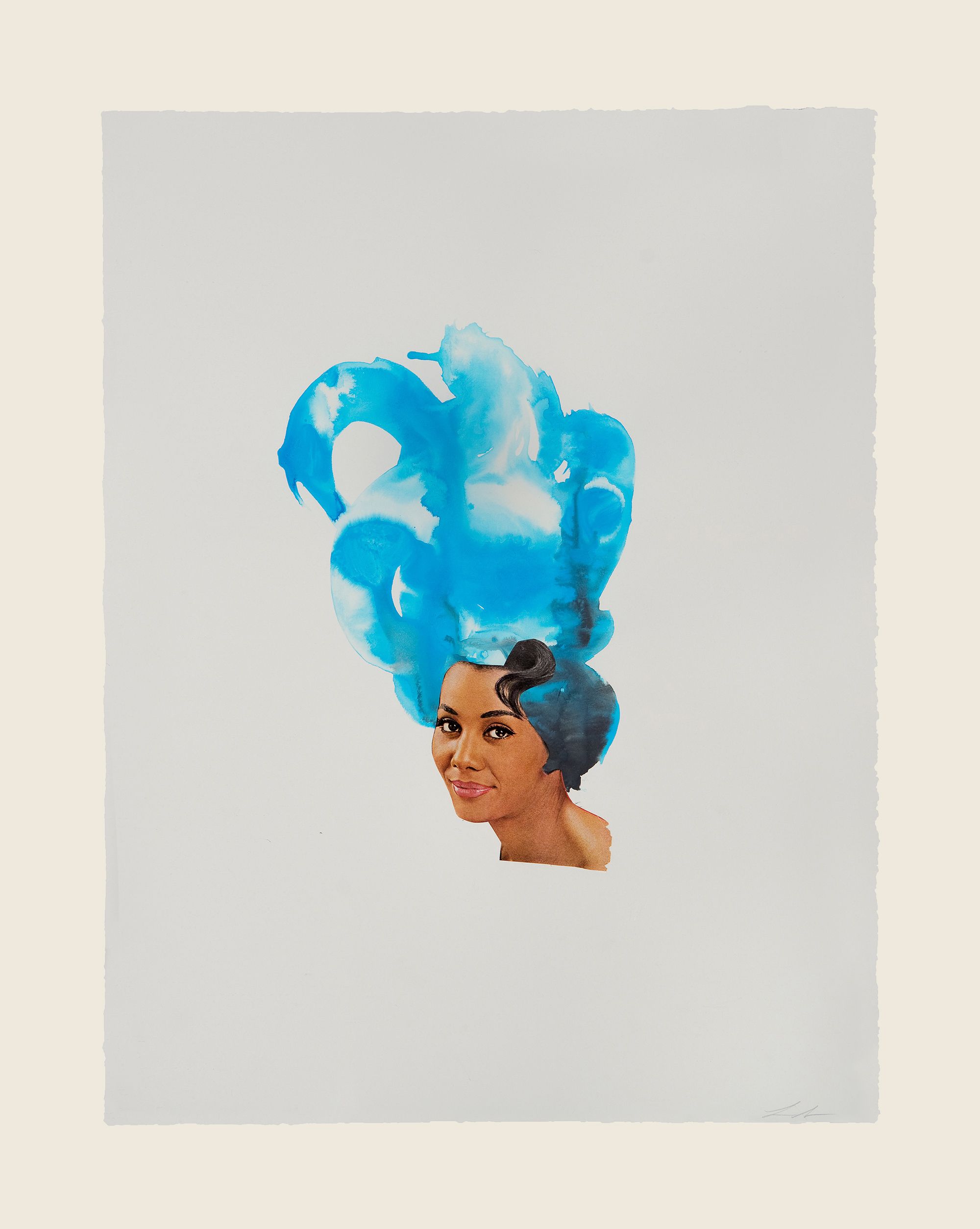Collage and ink on paper - 29 1/2 x 21 5/8 in (74.9 x 54.9 cm) Composed Blue, 2013