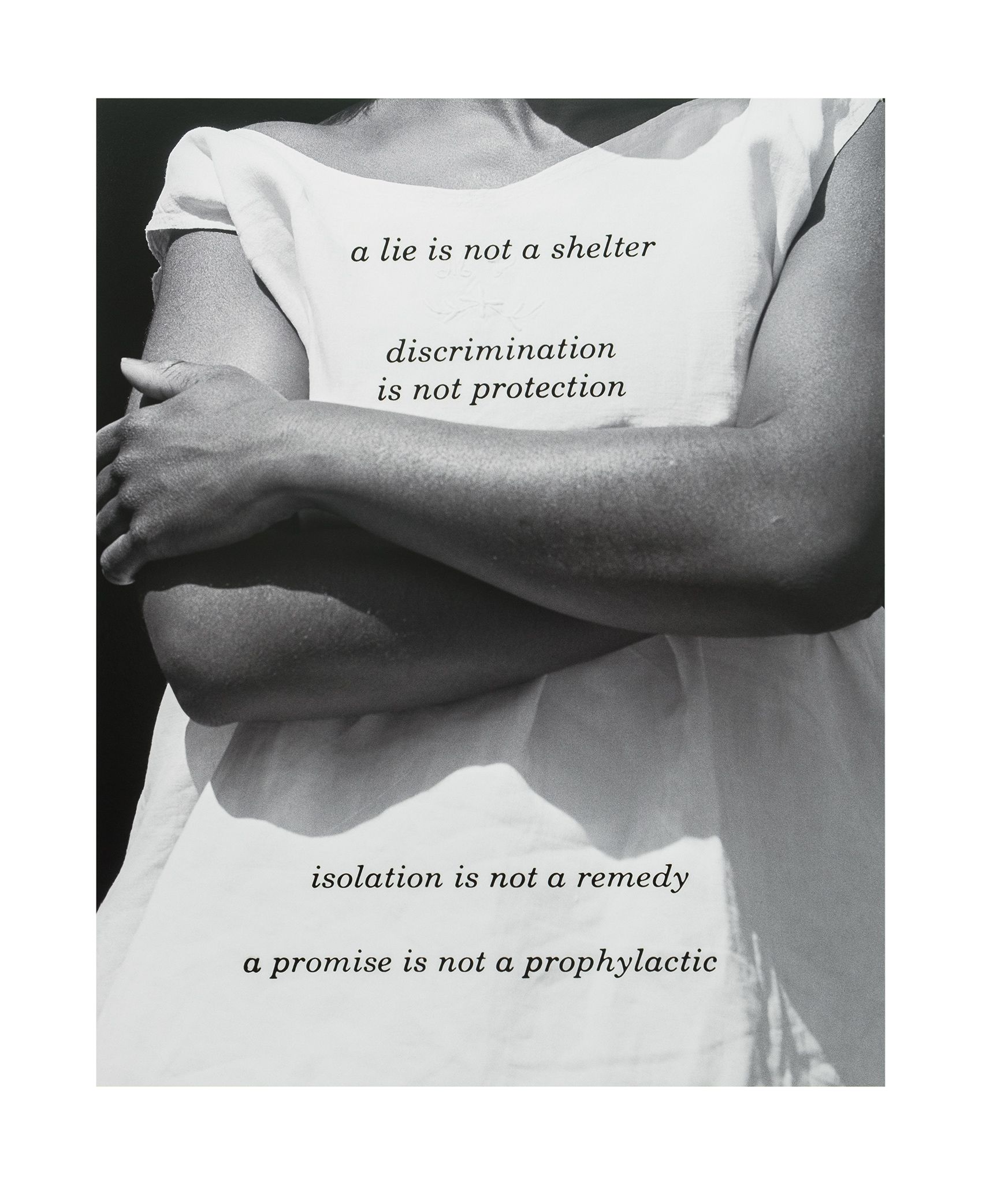 Silver gelatin print - 59 x 48 x 1 1/8 in (149.9 x 121.9 x 2.9 cm) Untitled (a lie is not a shelter), 1989