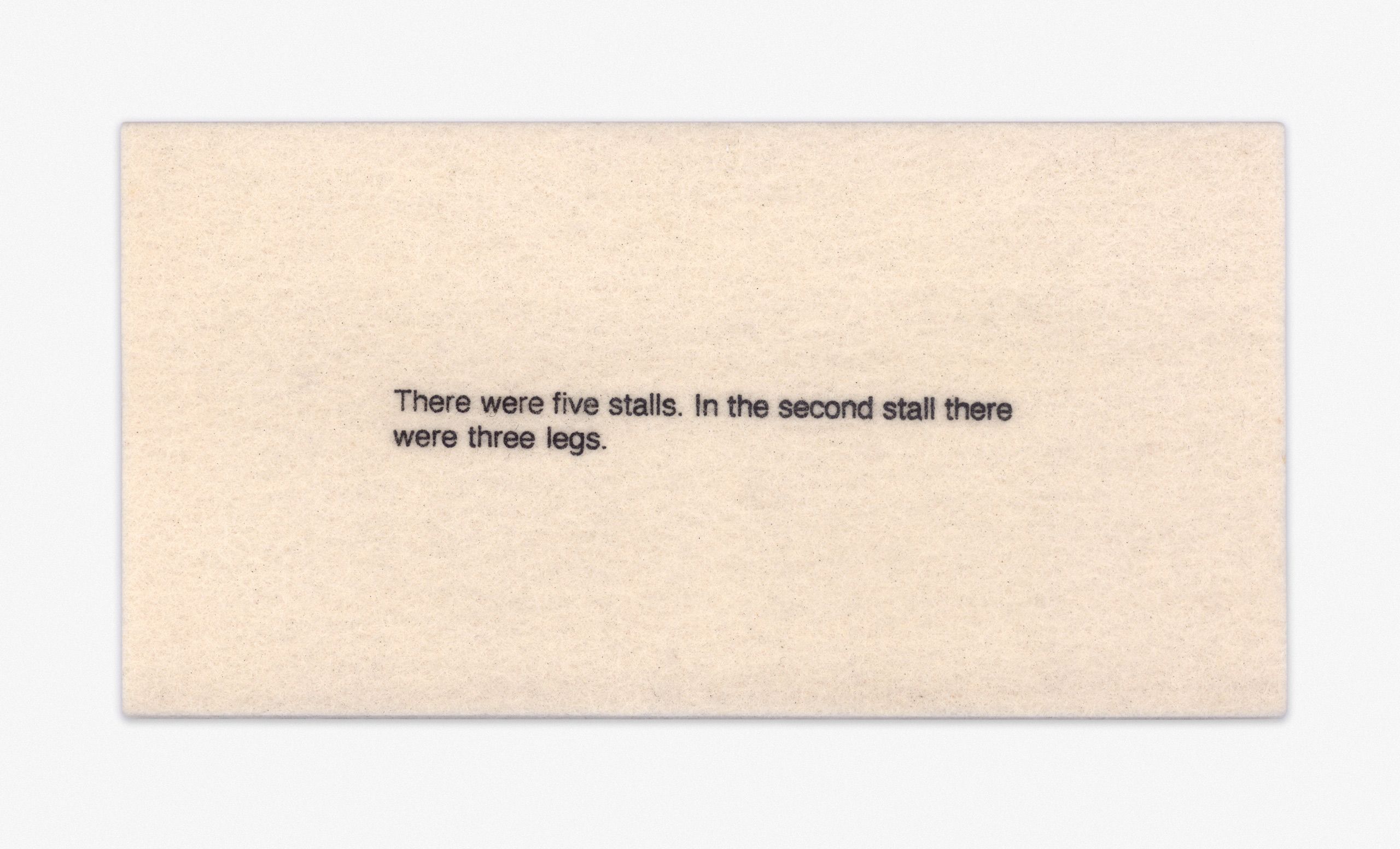 TEXT PANEL: There were five stalls, in the second stall there were three legs. The Bathroom, 1998 (text detail)