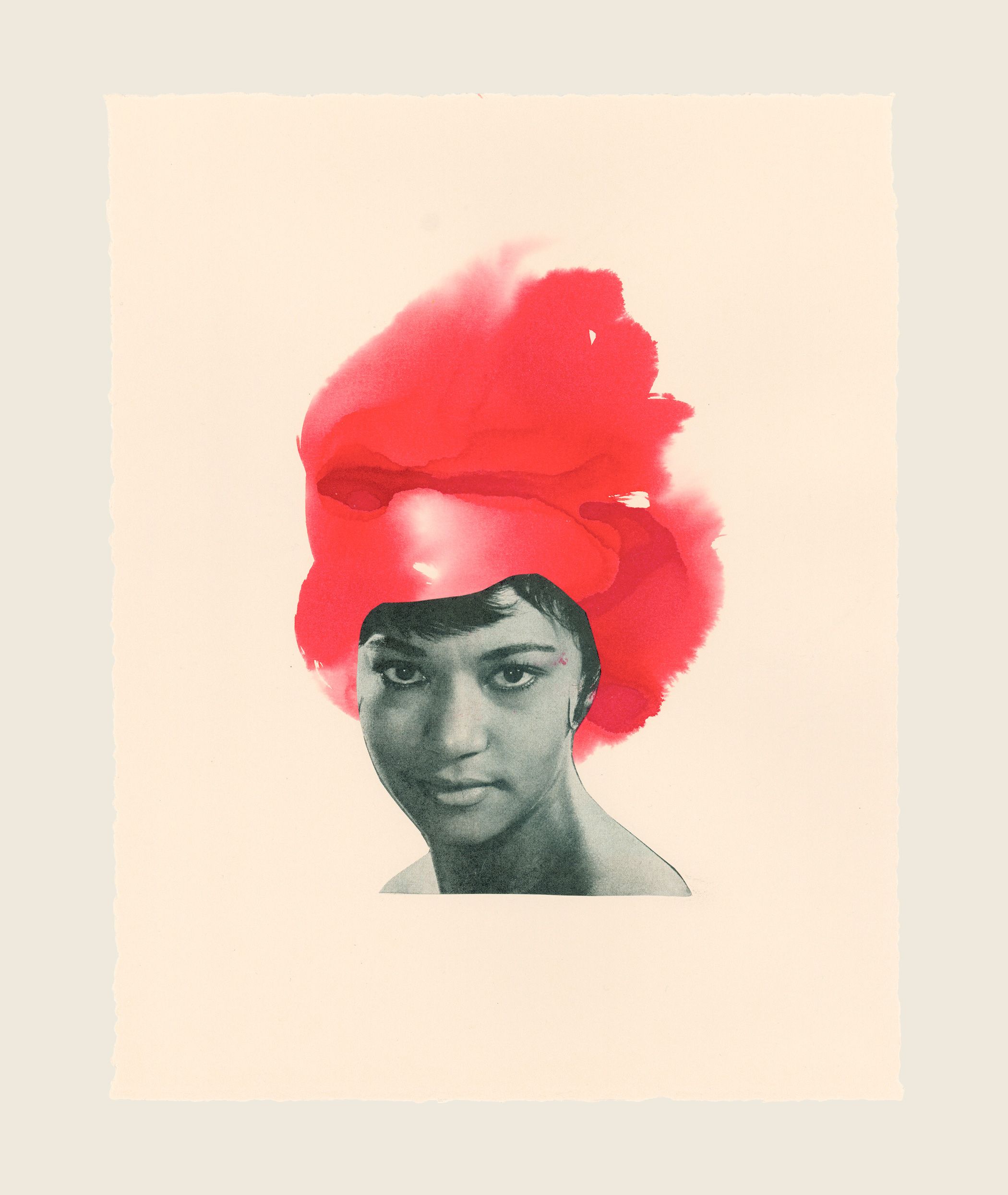 Collage and ink on paper - 11 x 8 1/2 in (28 x 21.6 cm) Redhead, 2011