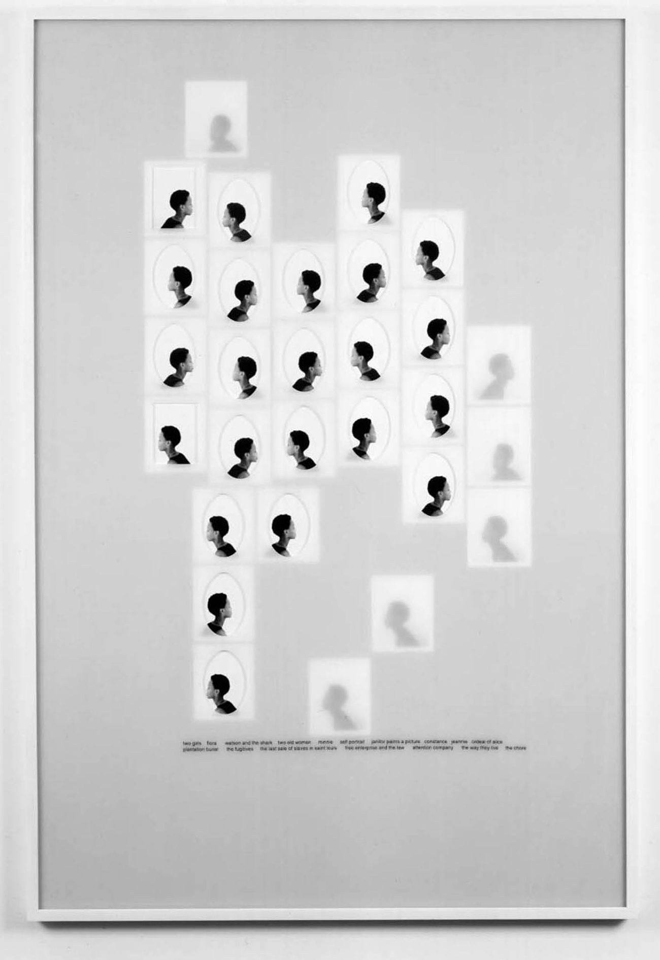 Silver gelatin prints, vinyl lettering
- 61 x 41 x 1 in (154.9 x 104.1 x 2.5 cm) Untitled (two girls), 2001