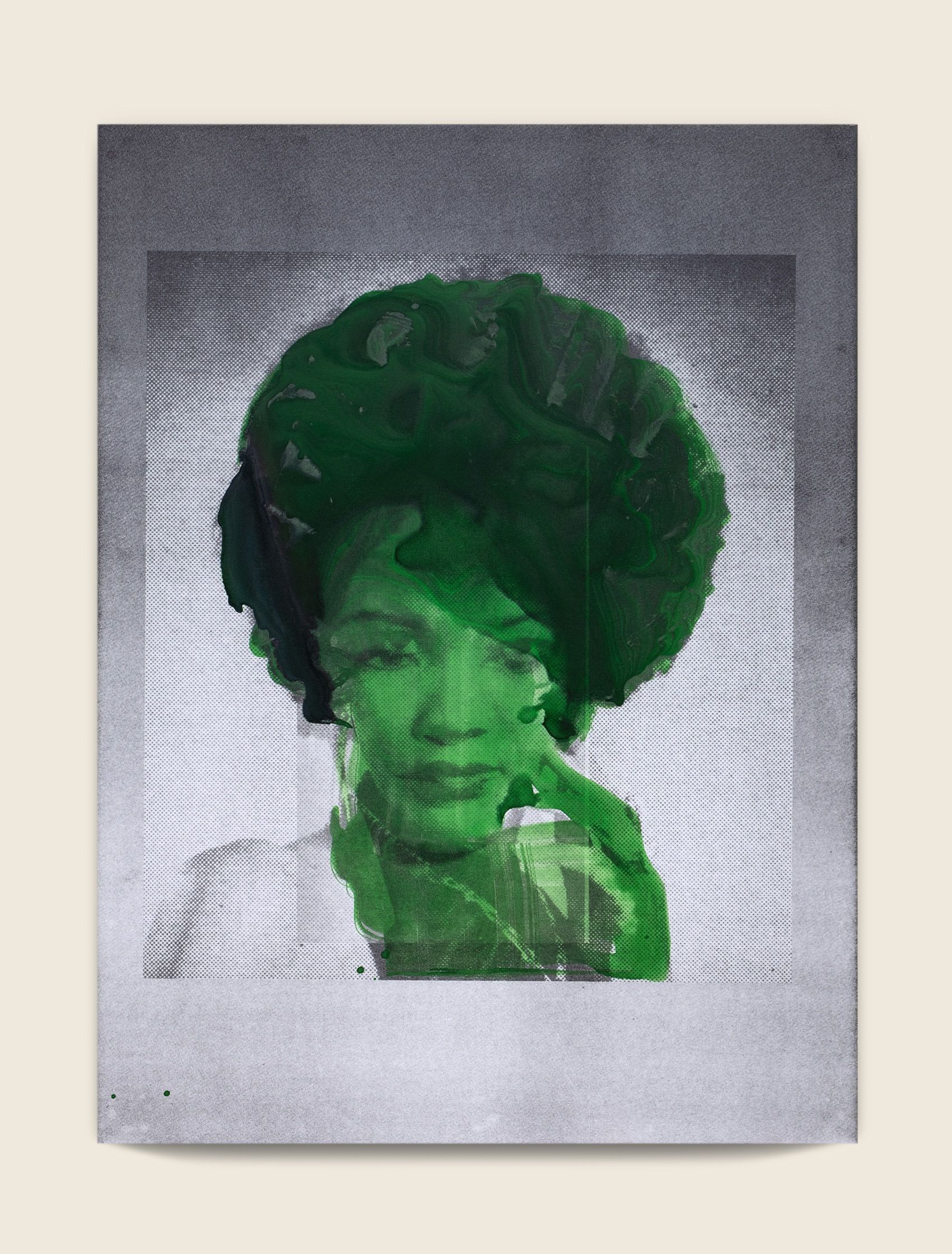 Ink and screenprint on gessoed fiberglass 67 x 50 x 1 3/8 in (170.2 x 127 x 3.5 cm) Between blue & yellow, 2020