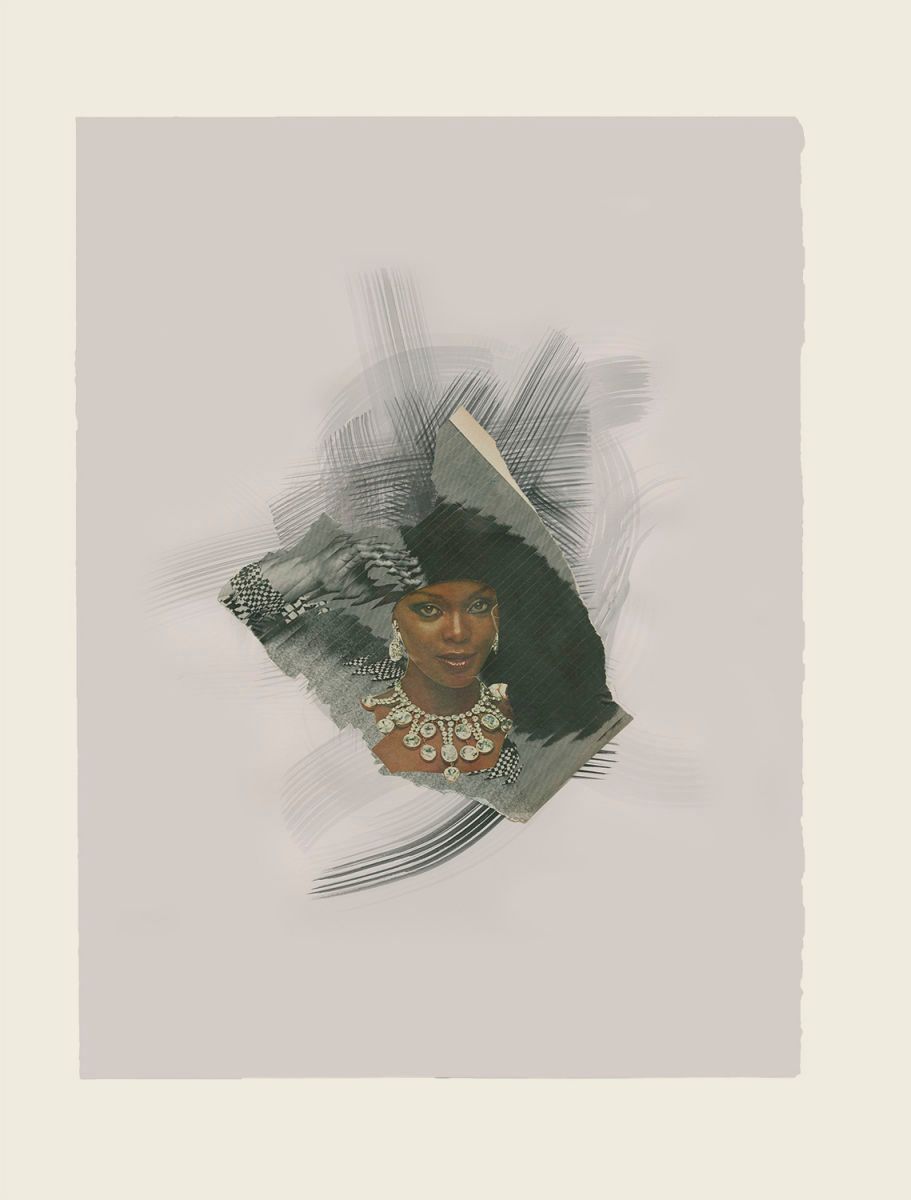 Collage and ink on paper -  31 x 24 x 1 5/8 in (78.6 x 61.1 x 4.1 cm) framed Riunite & Ice #8, 2014