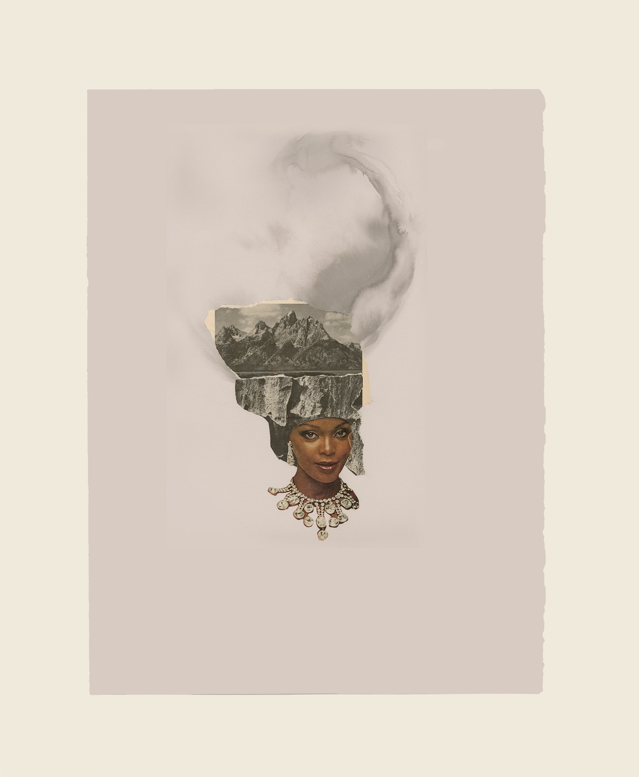 Collage and ink on paper - 31 x 24 x 1 5/8 in (78.6 x 61.1 x 4.1 cm) framed Riunite & Ice #1, 2014