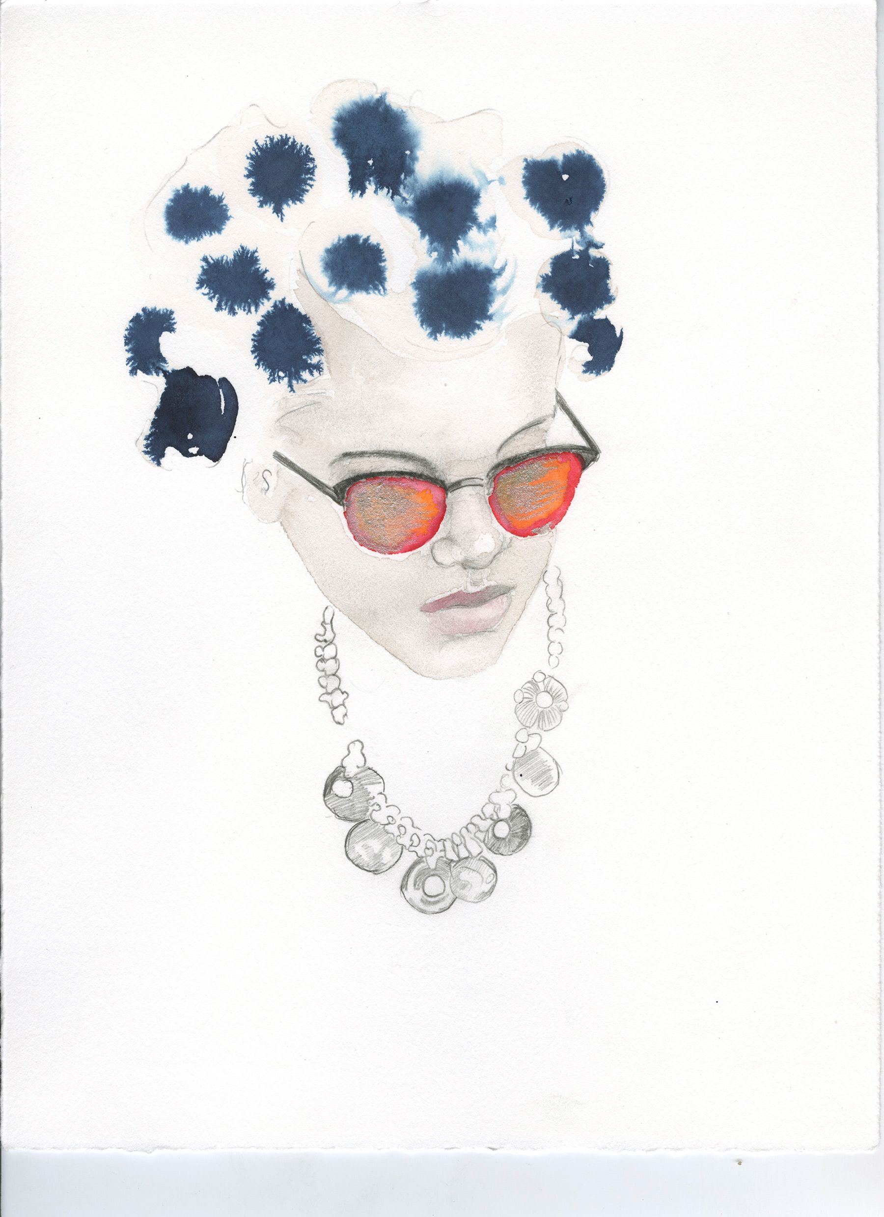 Graphite and ink on log paper - 11 x 8 1/2 in (28 x 21.6 cm) Barbara 1Q, 2007