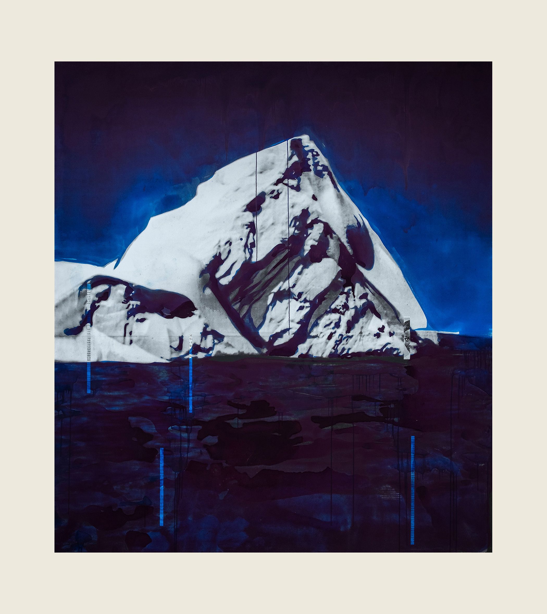 Ink and screenprint on gessoed fiberglass - 108 x 96 x 1 1/4 in (274.3 x 243.8 x 3.2 cm) Ellipsis, 2019