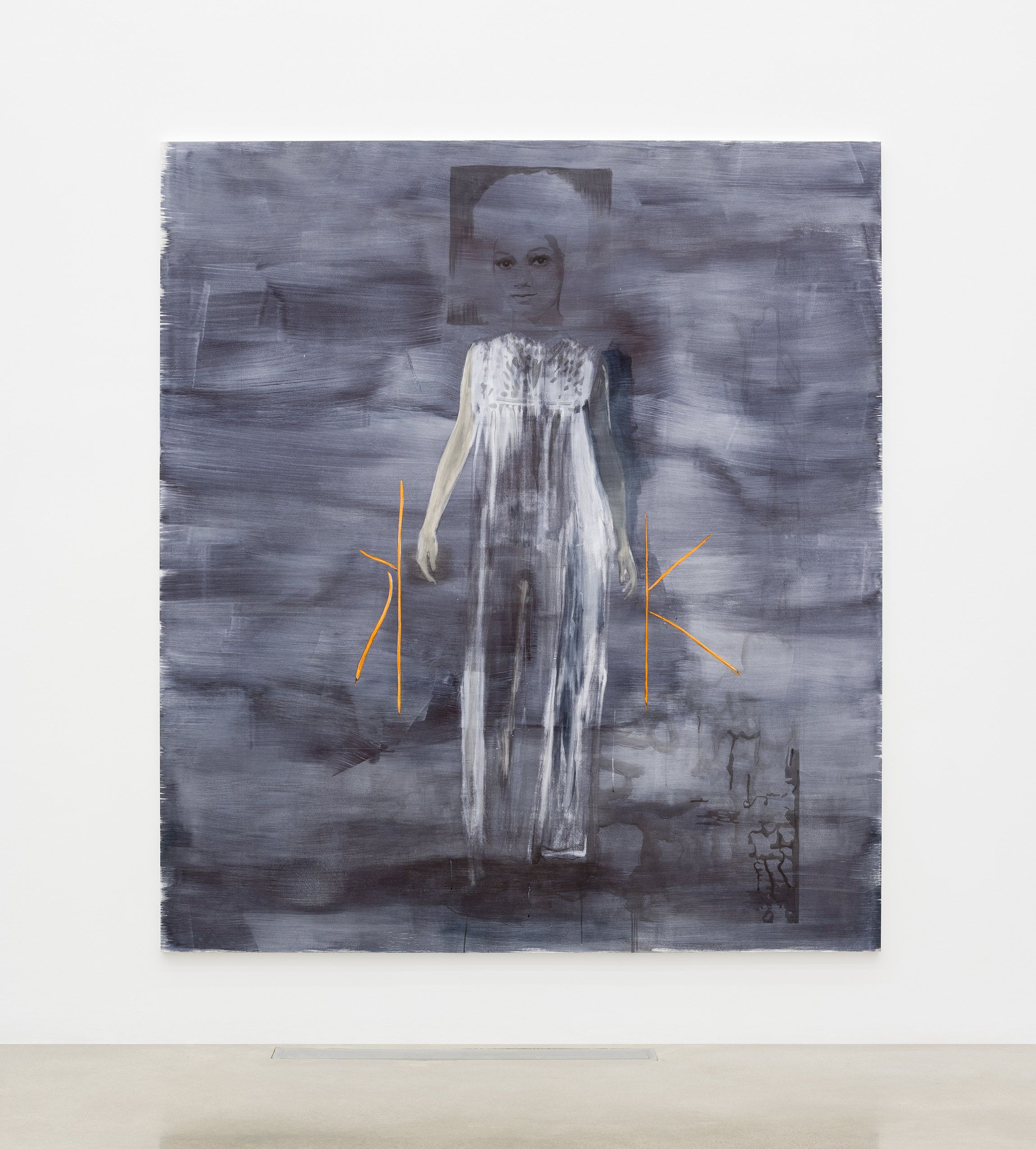 Ink and acrylic on gessoed wood - 108 x 96 x 1 1/4 in (274.3 x 243.8 x 3.2 cm) Nightmare?, 2015 Rennie Museum (installation view)