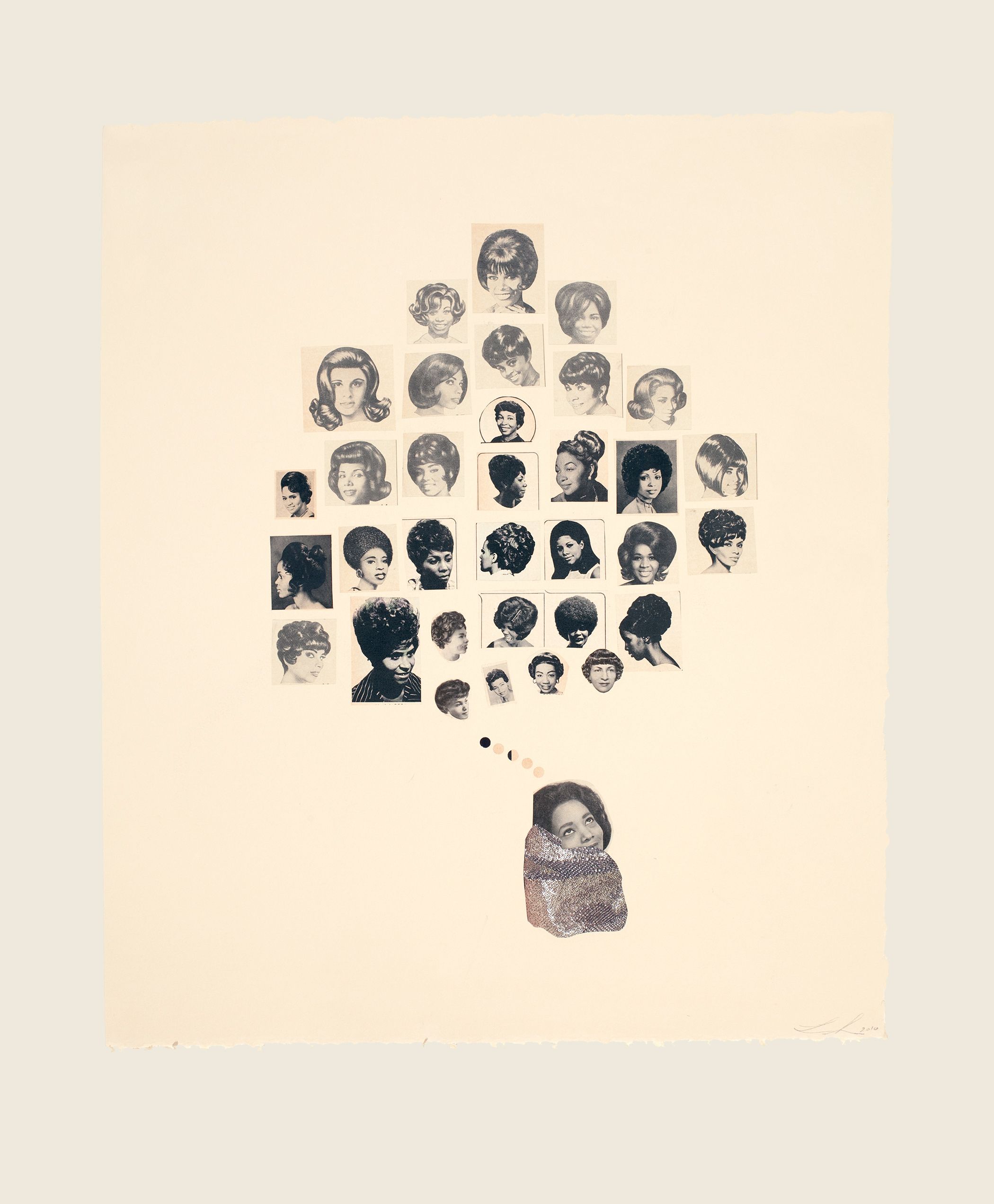 Collage on paper - 21 3/4 x 18 3/16 in (55.2 x 46.2 cm) Ebony Heads, 2010