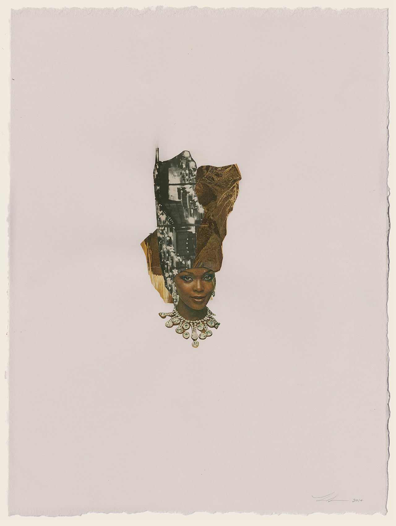 Collage and ink on paper -  31 x 24 x 1 5/8 in (78.6 x 61.1 x 4.1 cm) framed Riunite & Ice #12, 2014
