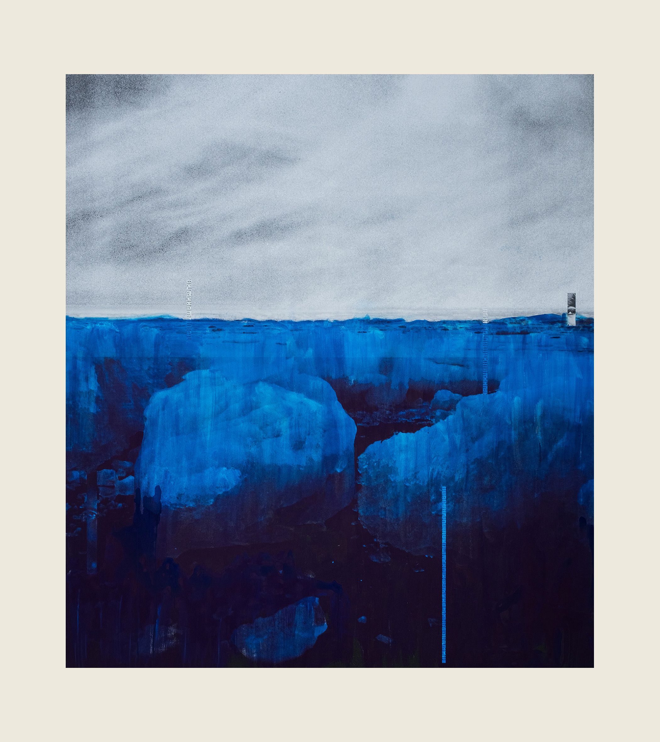 Ink and screenprint on gessoed fiberglass - 108 x 96 x 1 3/8 in (274.3 x 243.8 x 3.5 cm) Vanish, 2019