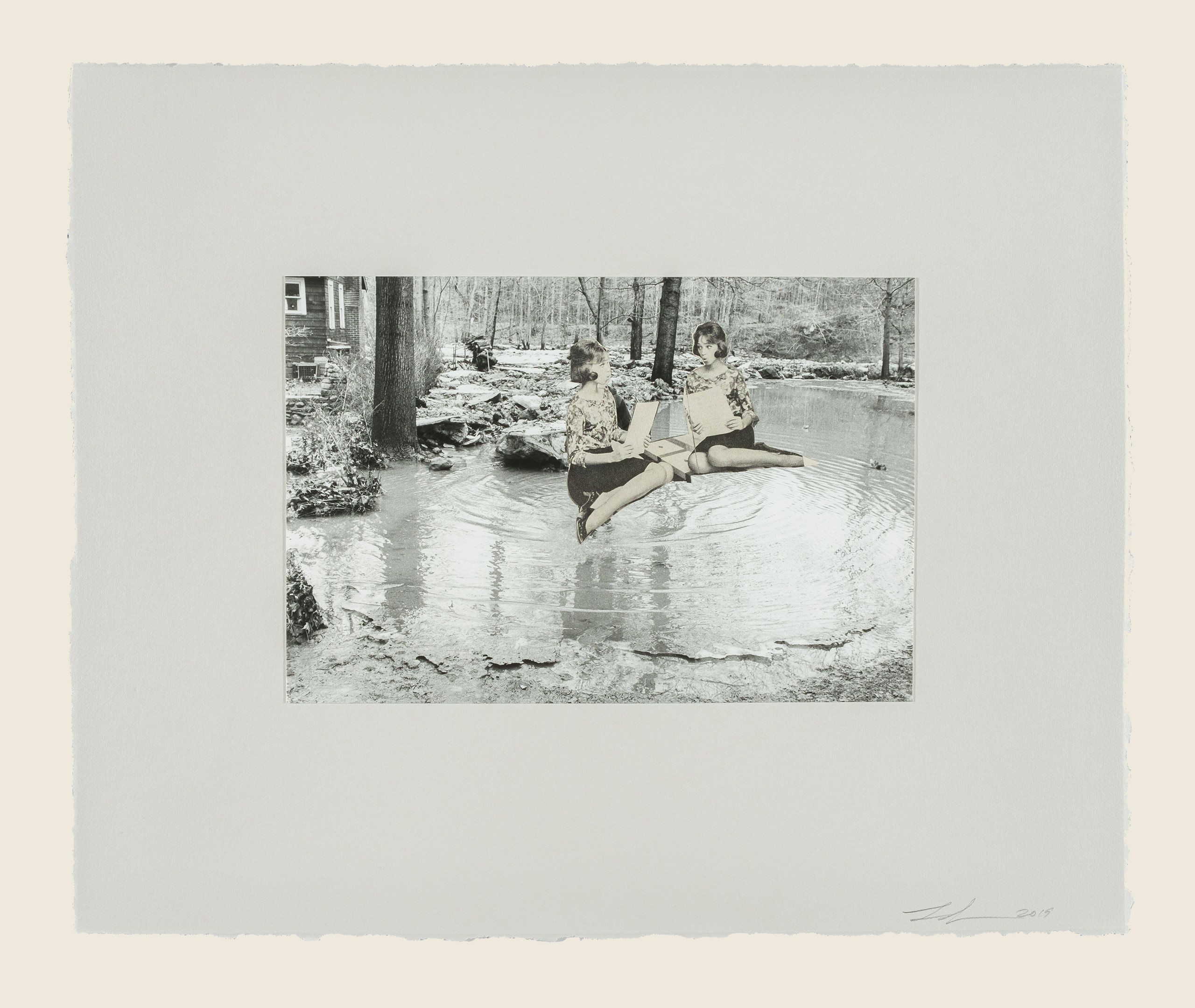 Found photograph and collage on paper - 13 3/4 x 16 3/8 x 1 1/2 in (34.9 x 41.6 x 3.8 cm) Reflections, 2019