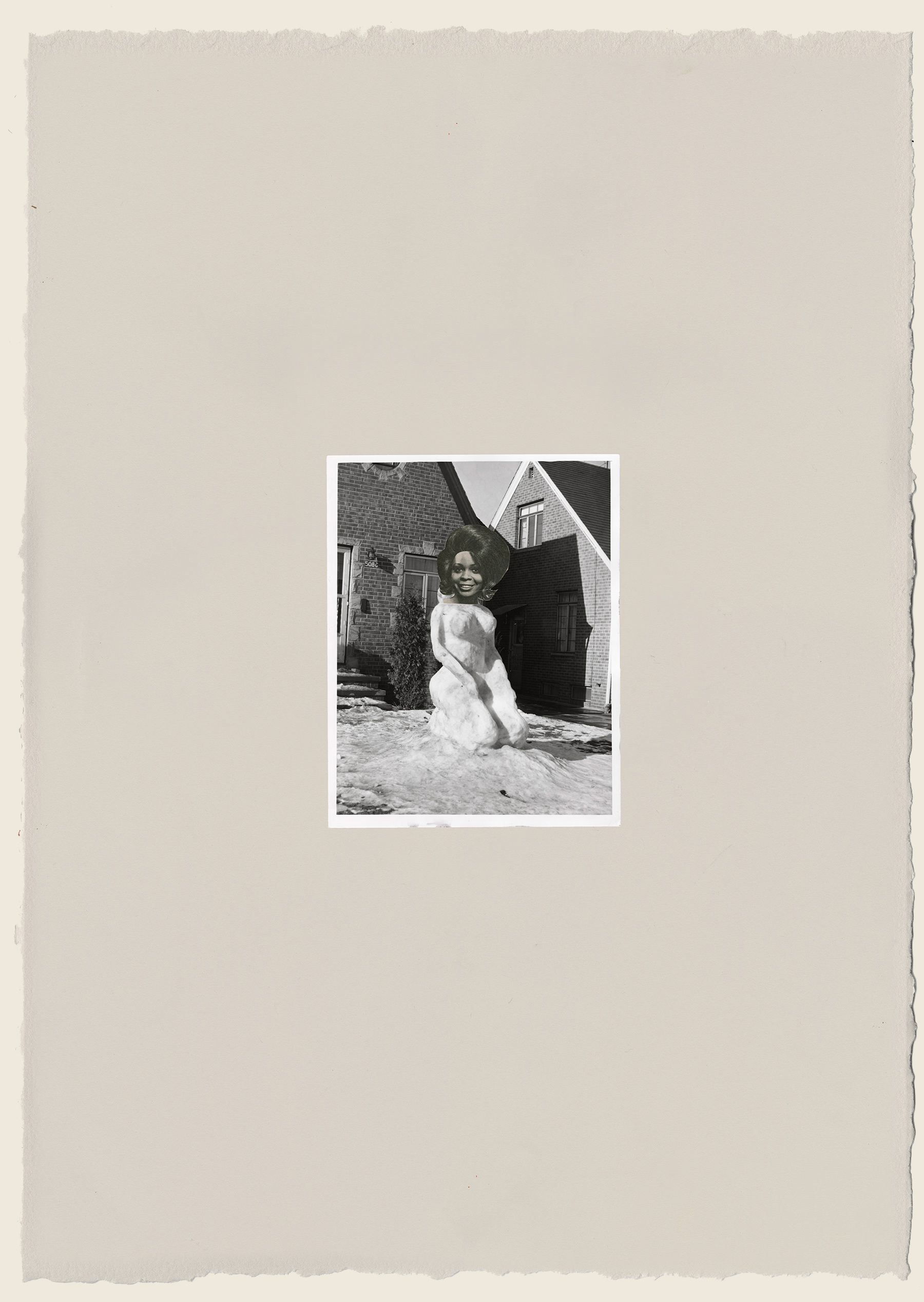 Found photograph and collage on paper - 29 1/2 x 21 5/8 in (74.9 x 54.9 cm) Frosty, 2016