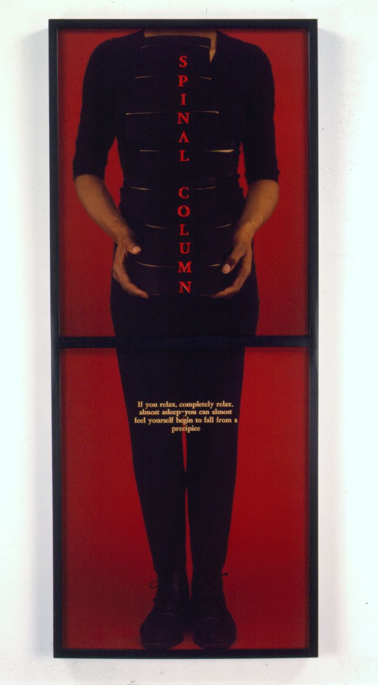 2 dye diffusion color Polaroid prints, engraved plexiglass - 49 1/2 x 20 1/2 in (125.7 x 52 cm) Nervous Conditions, 1992