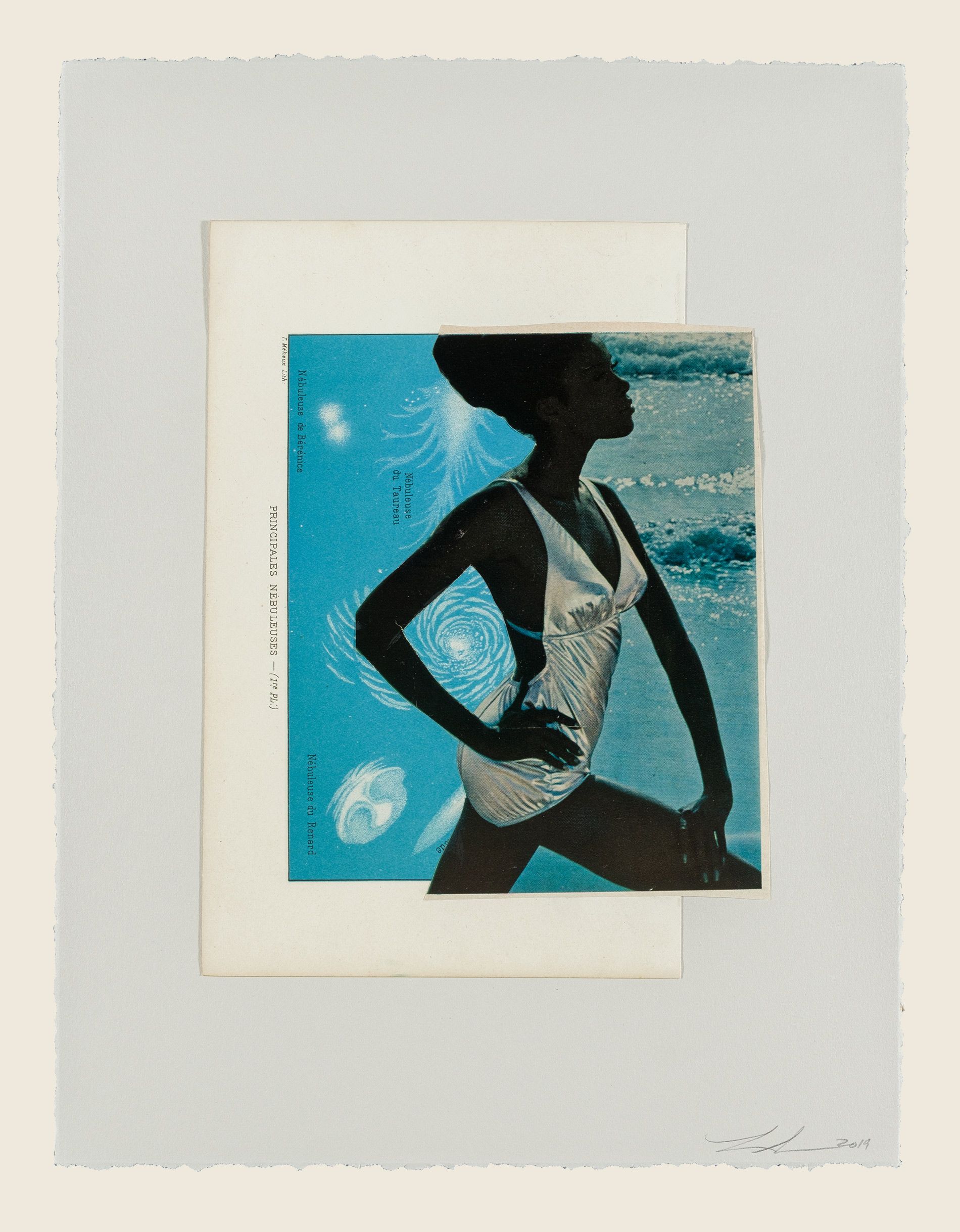 Collage on paper - 13 3/8 x 10 1/4 in (34 x 26 cm) Noire Nébuleuses, 2019