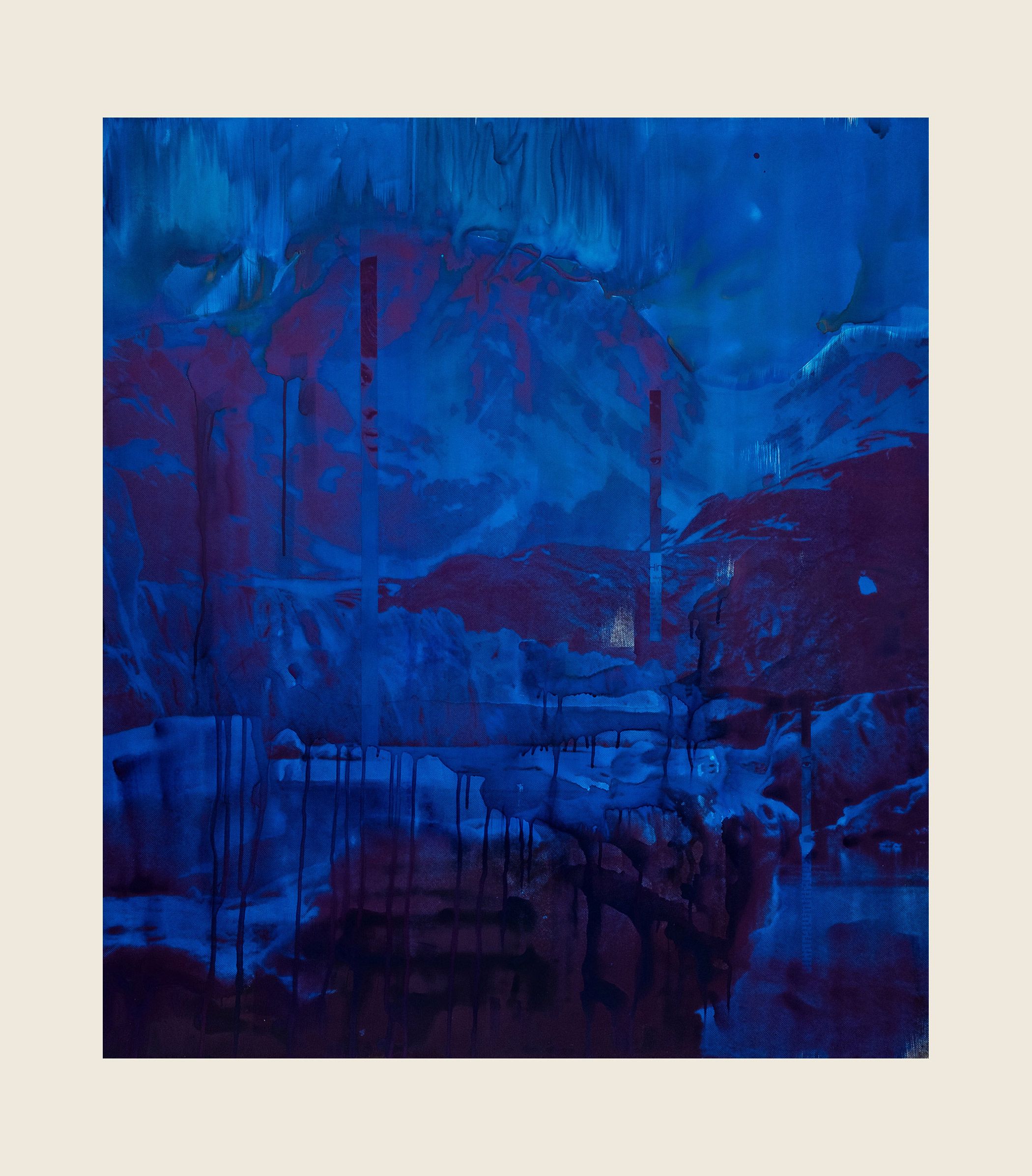 Ink and screenprint on gessoed fiberglass - 102 x 144 x 1 3/8 in (259.1 x 365.8 x 3.5 cm) Saturated Prologue, 2019