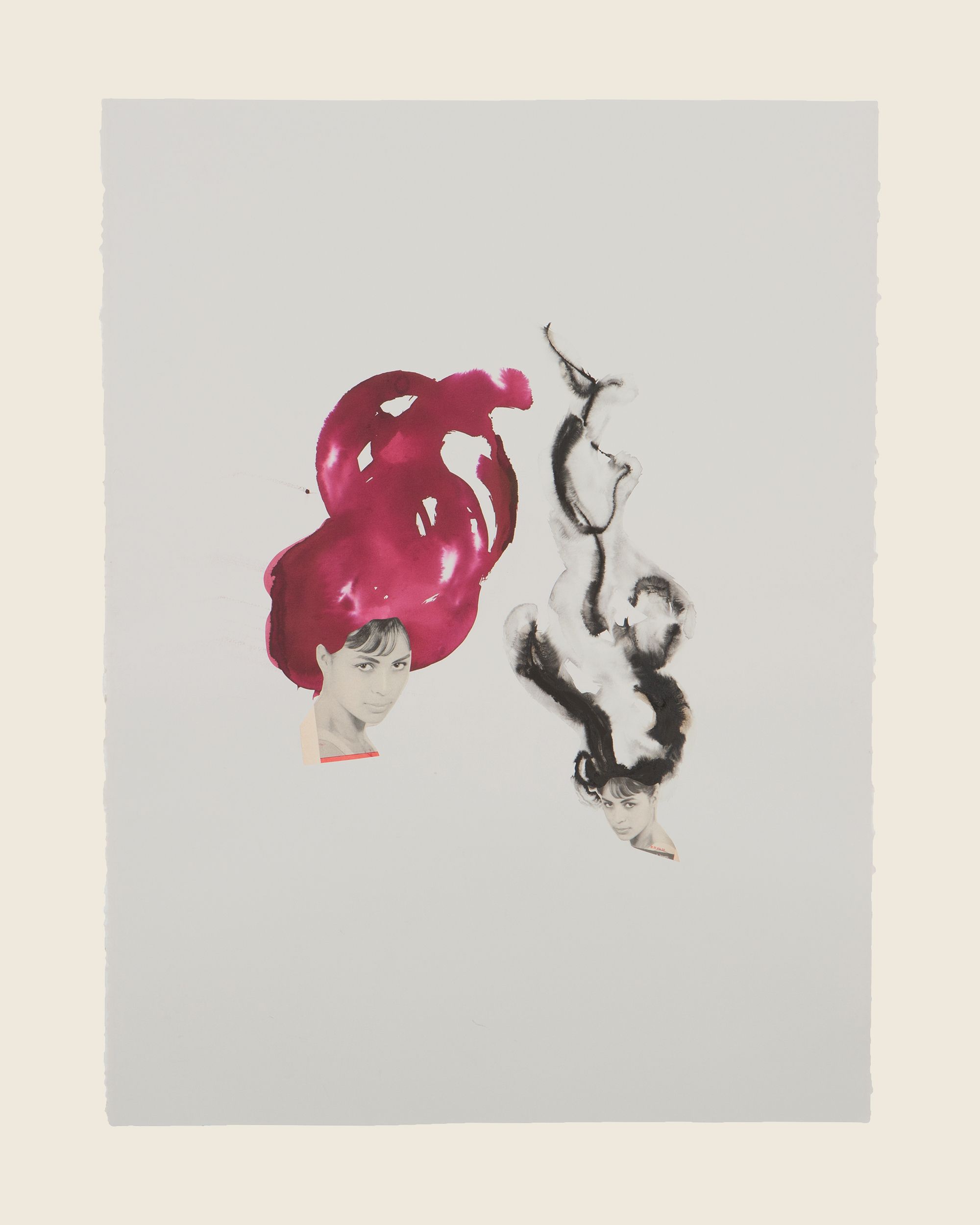 Collage and ink on paper - 29 1/2 x 21 5/8 in (74.9 x 54.9 cm) Ruby and Black, 2013