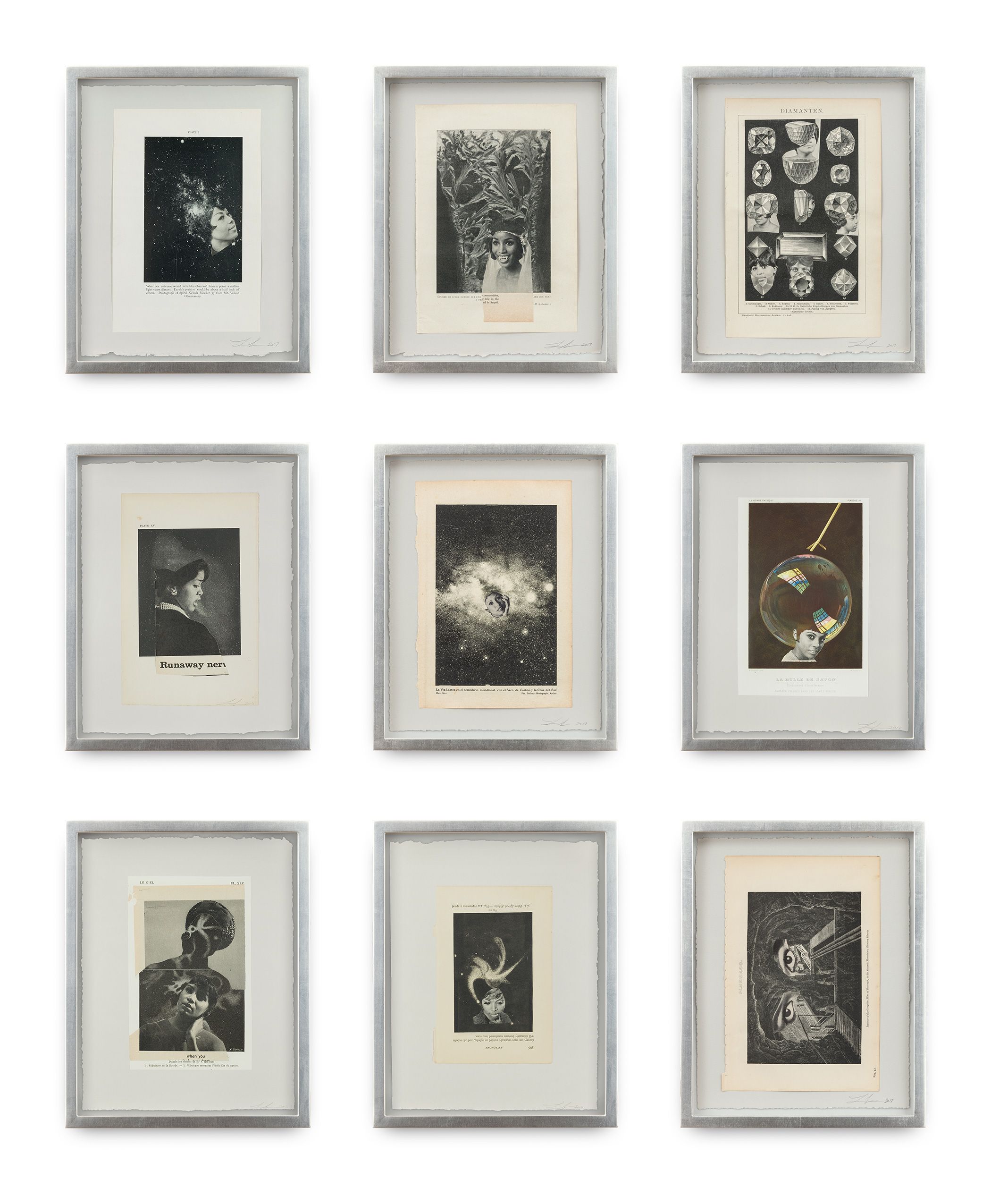 Collage on paper, 9 framed collages - Installation dimensions variable
Phenomena, 2016-2017