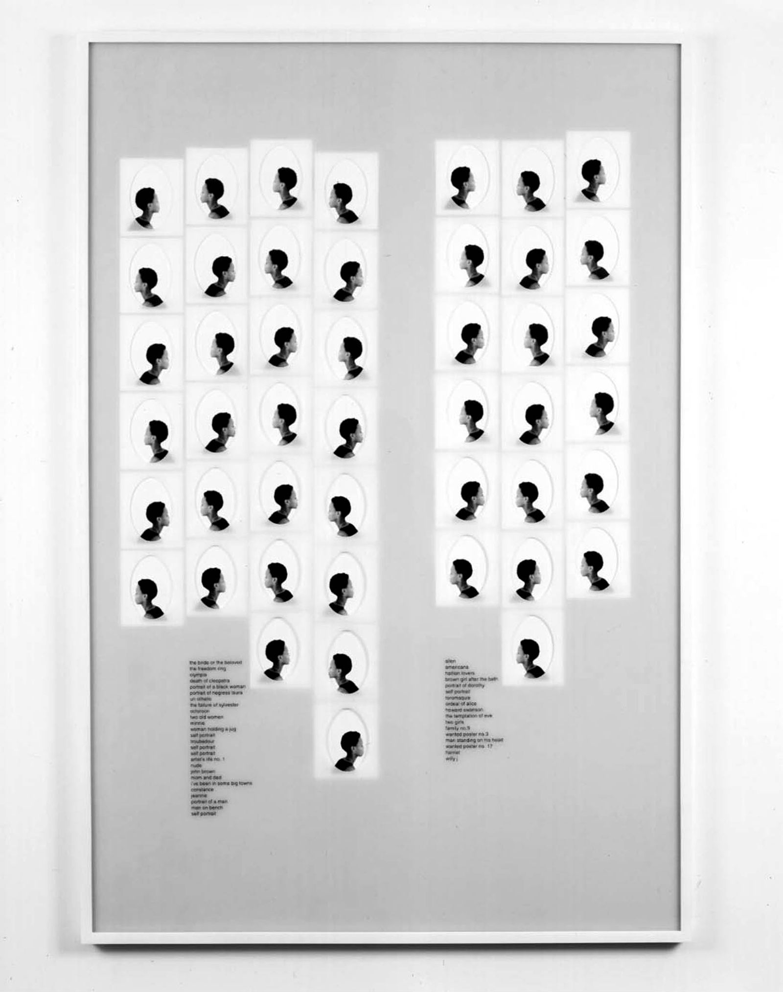 Silver gelatin prints, vinyl lettering - 61 x 41 x 1 in (154.9 x 104.1 x 2.5 cm) Untitled (the bride of the beloved), 2001