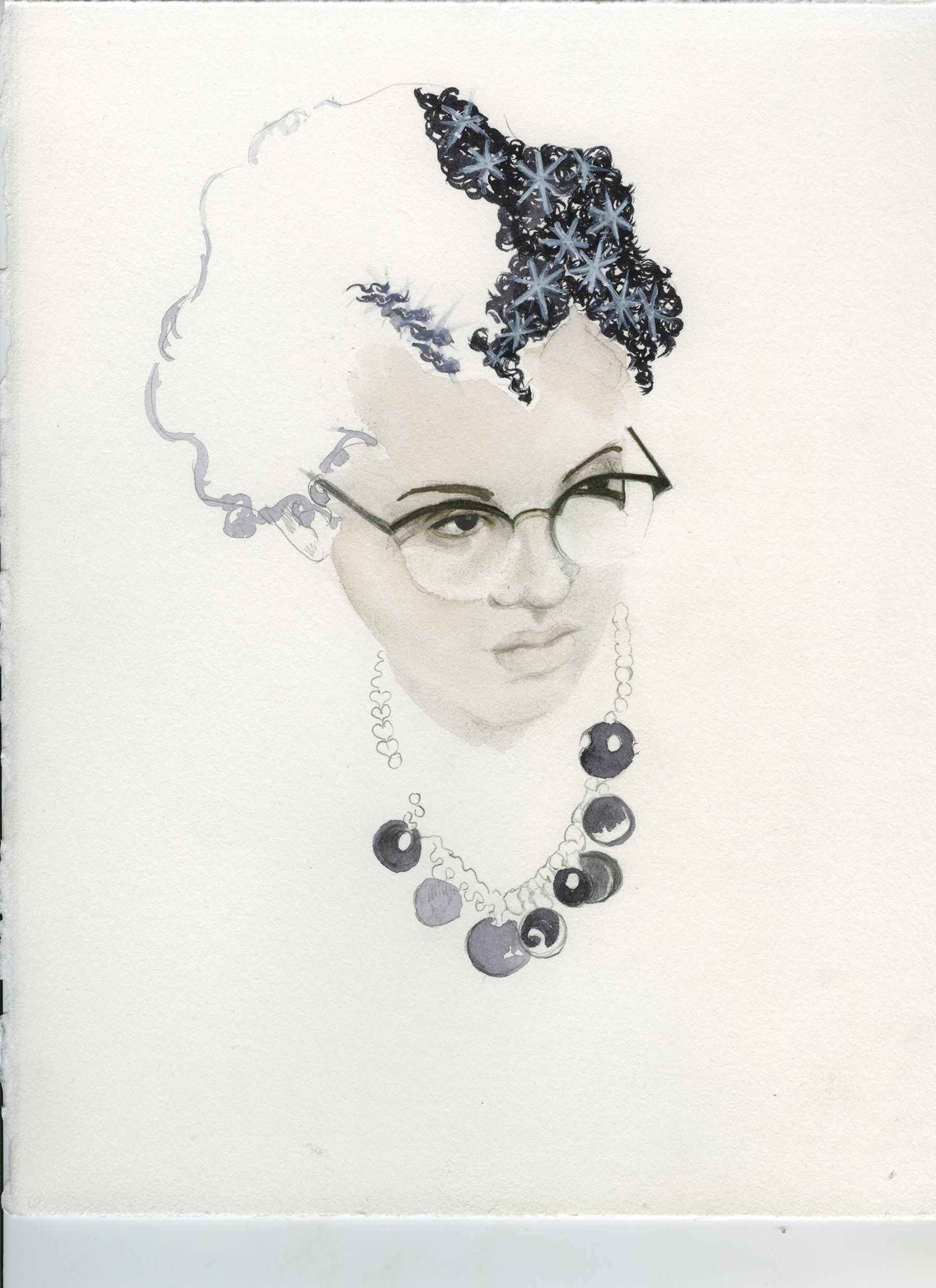 Graphite and ink on log paper - 11 x 8 1/2 in (28 x 21.6 cm) Barbara 1T, 2007