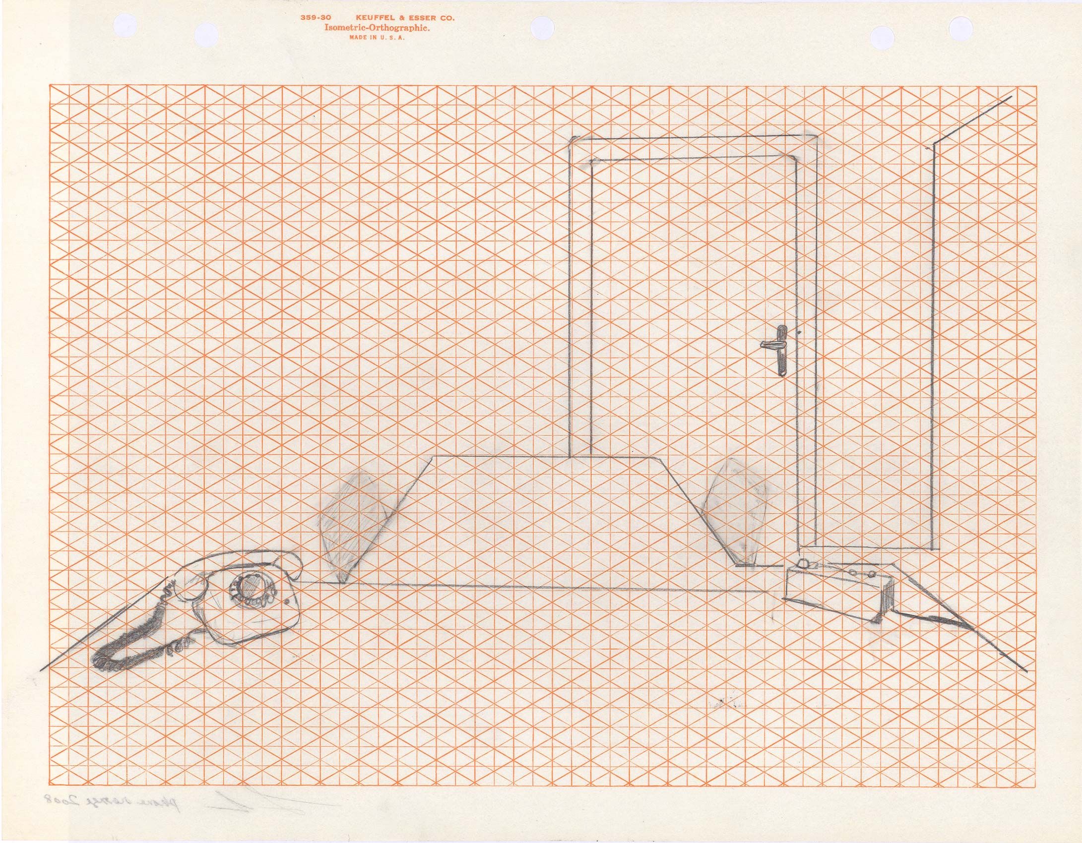 Graphite and ink on paper - 8 1/2 x 11 in (21.6 x 28 cm) Phone Orange, 2008