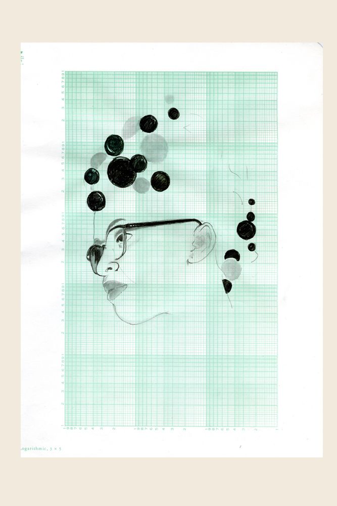 Graphite and ink on log paper - 11 x 8 1/2 in (28 x 21.6 cm) Barbara Log #6, 2007