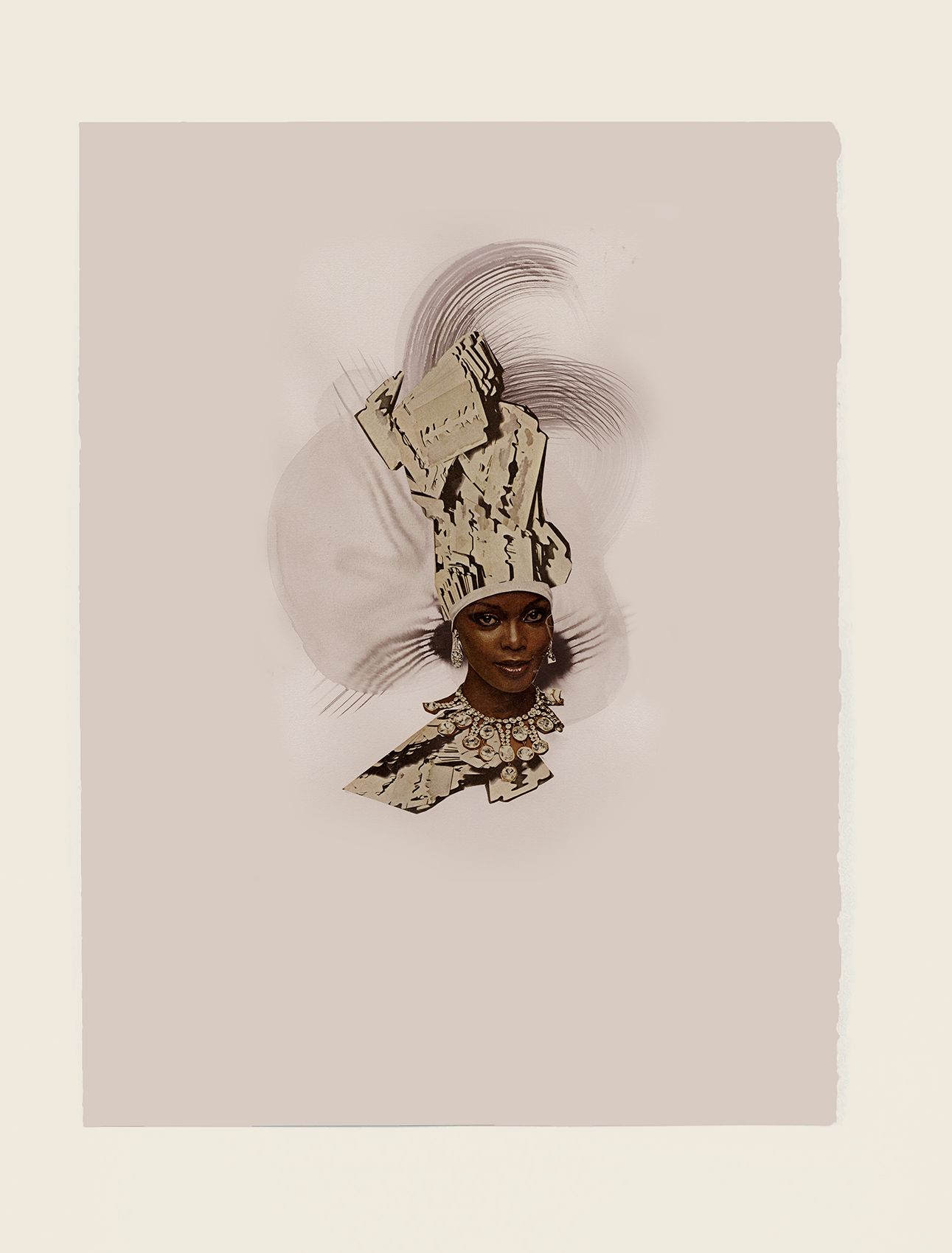 Collage and ink on paper -  31 x 24 x 1 5/8 in (78.6 x 61.1 x 4.1 cm) framed Riunite & Ice #4, 2014