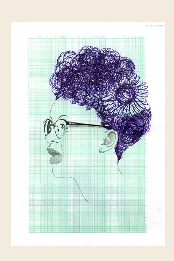 Graphite and ink on log paper - 11 x 8 1/2 in (28 x 21.6 cm) Barbara Log #7, 2008