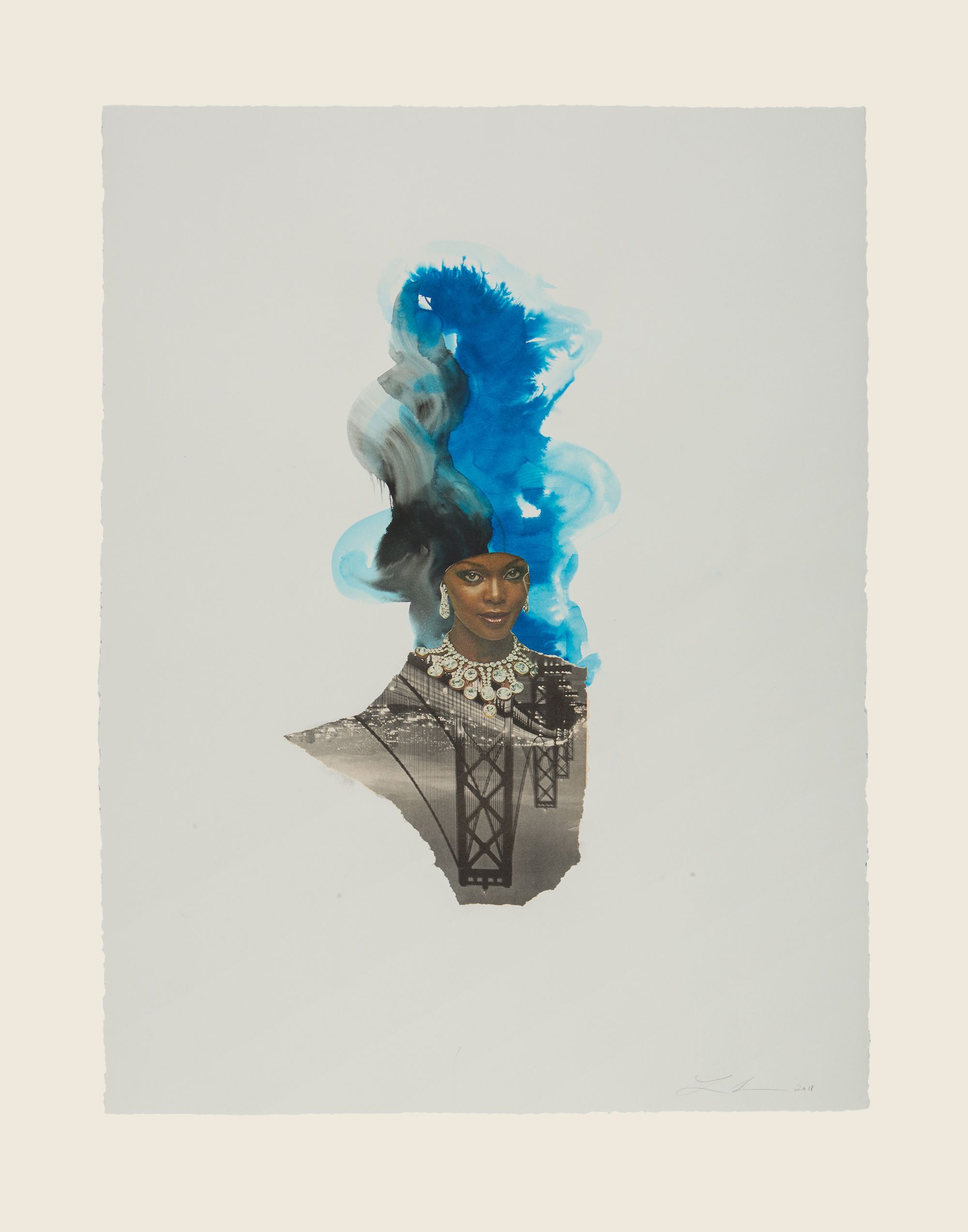 Collage and ink on paper - 31 x 24 x 1 5/8 in (78.6 x 61.1 x 4.1 cm) framed - Photo credit James Wang Riunite & Ice #25, 2018