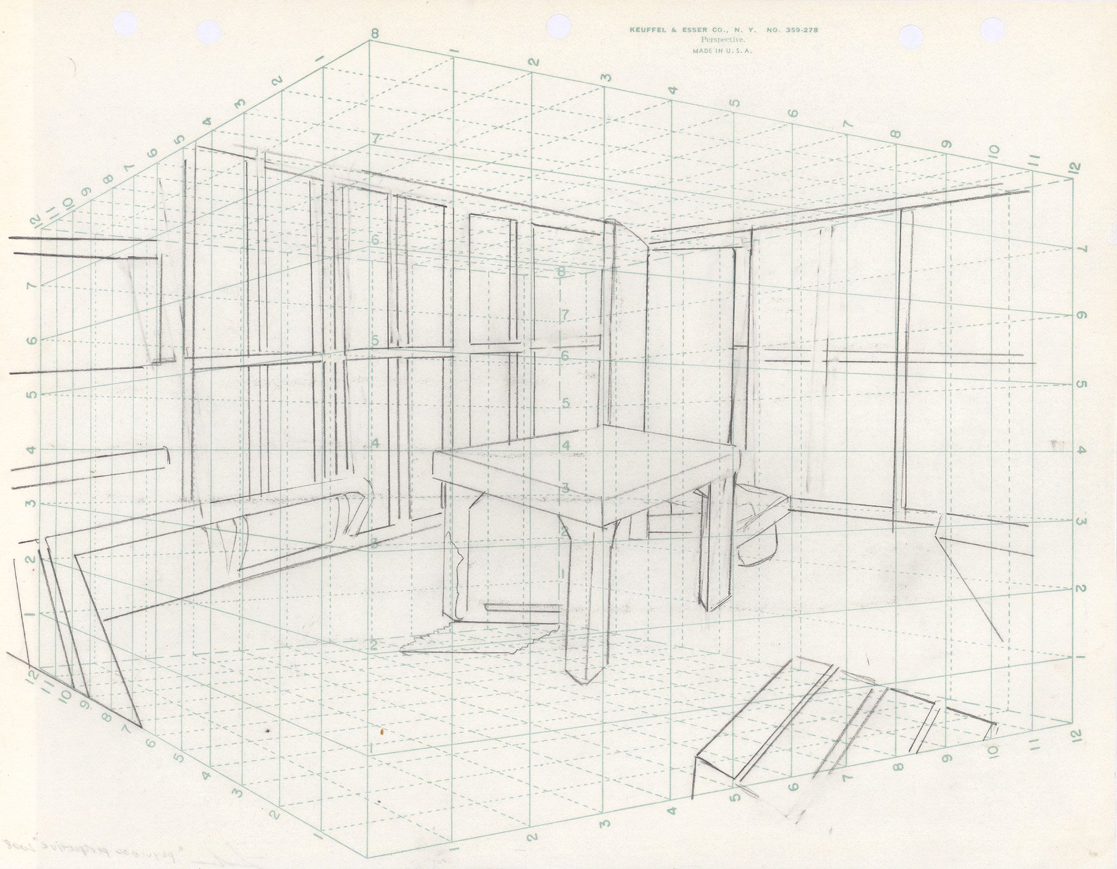 Graphite and ink on paper - 8 1/2 x 11 in (21.6 x 28 cm) Plywood Perspective, 2008