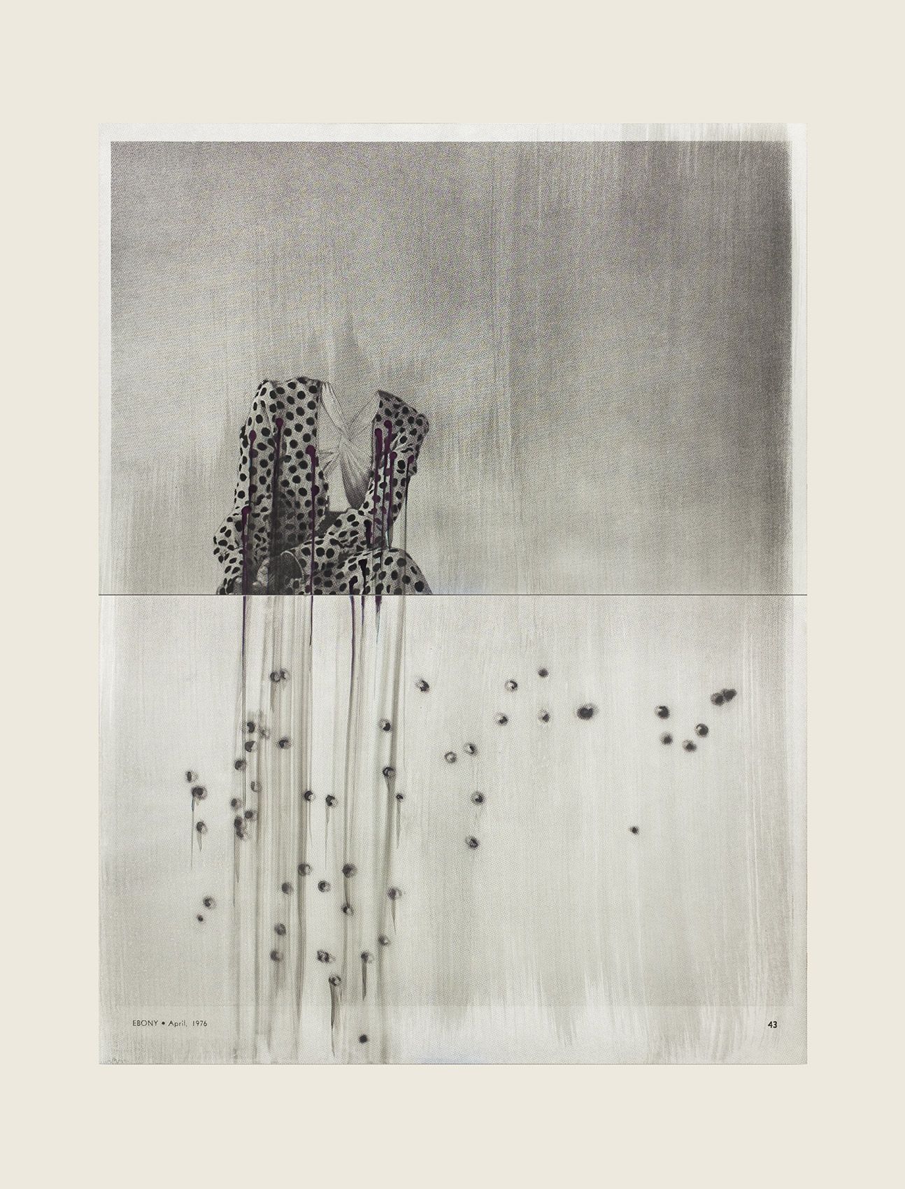 Ink and screenprint on claybord - 2 panels total - Overall: 48 x 36 x 3/4 in (121.9 x 91.4 x 1.9 cm) Polka Dot Bullet Holes #2, 2016
