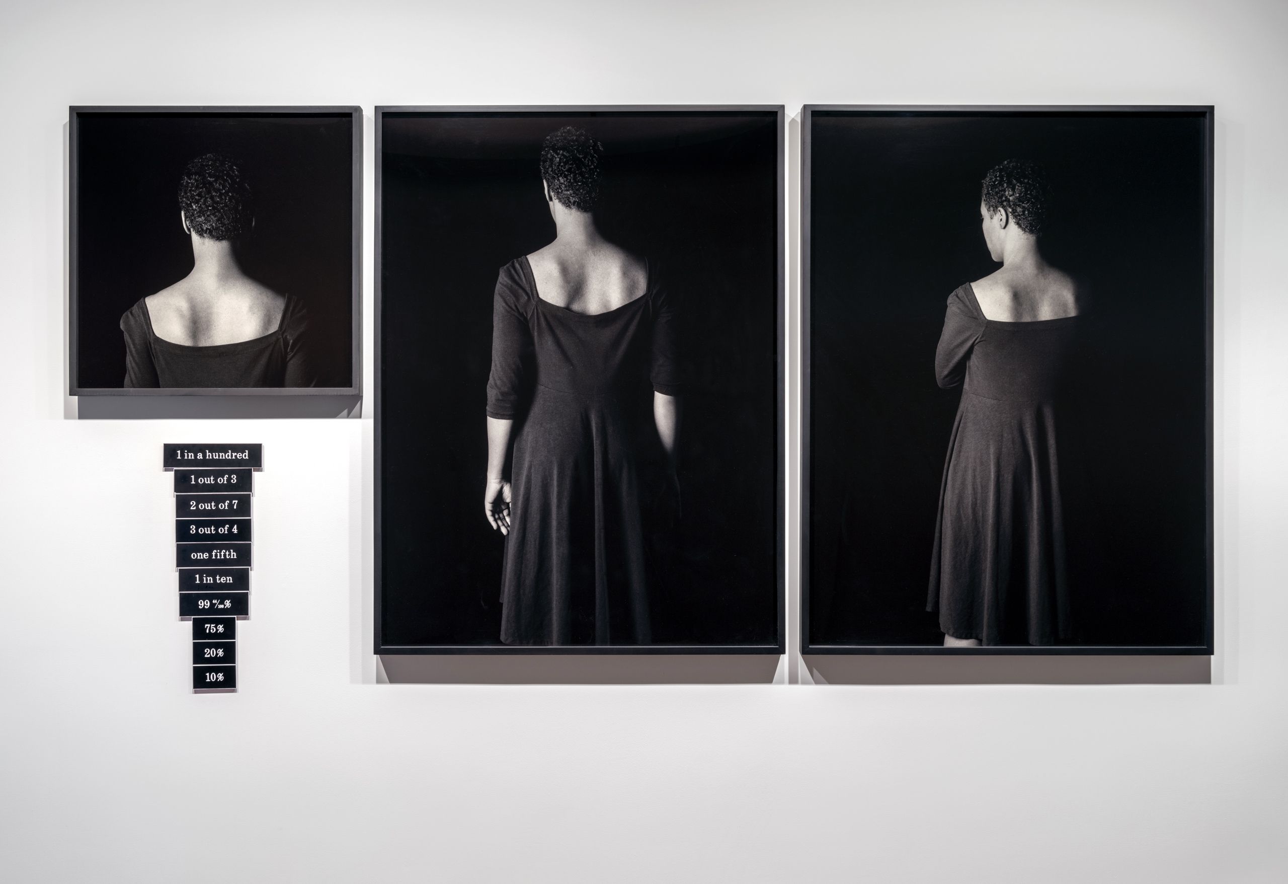 3 silver gelatin prints, 8 engraved plastic plaques - Overall: 58 3/4 x 114 1/2 x 2 in (149.2 x 290.8 x 5.1 cm) Odds, 1991