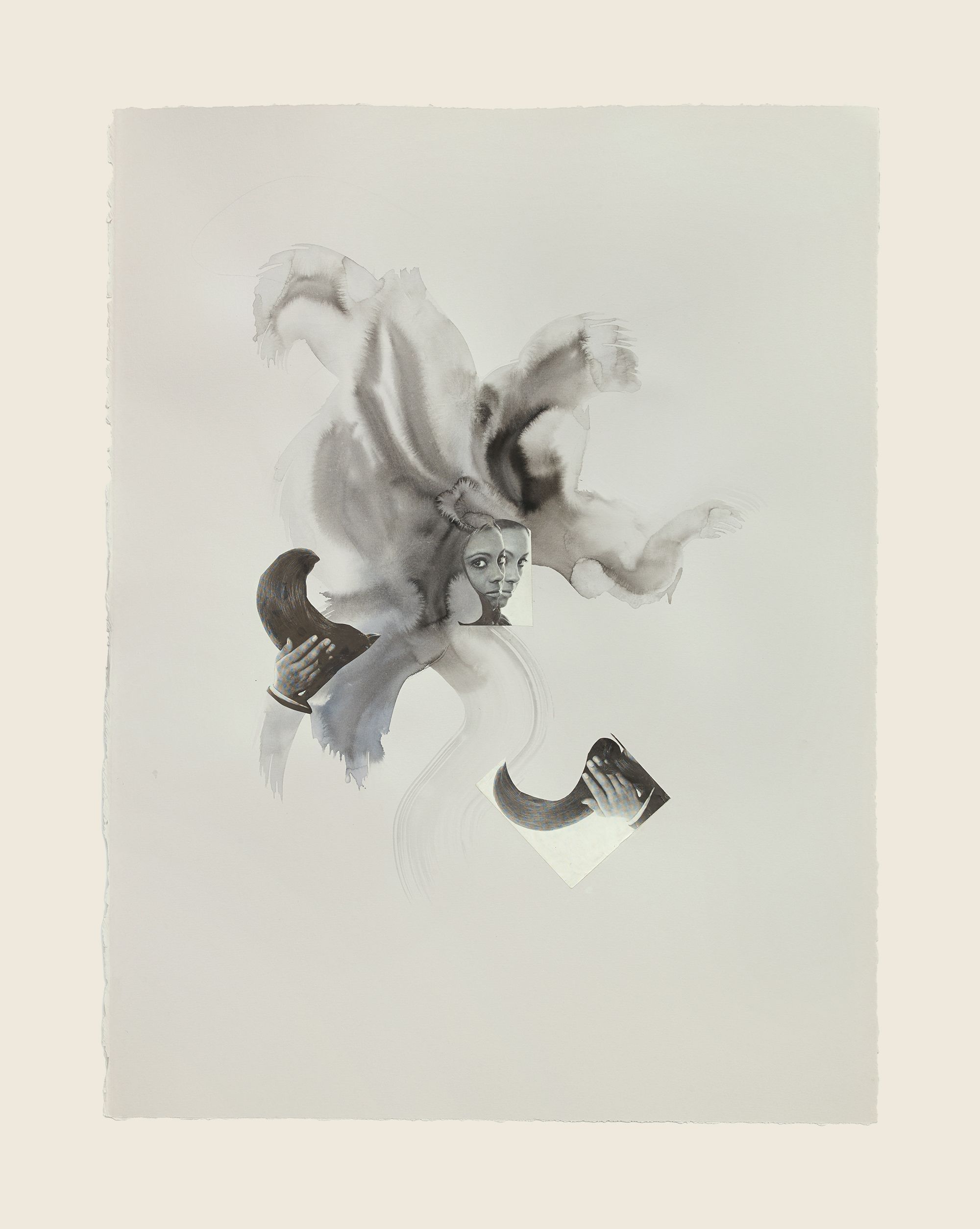 Collage and ink on paper - 29 1/2 x 21 5/8 in (74.9 x 54.9 cm) Helping Hands?, 2013