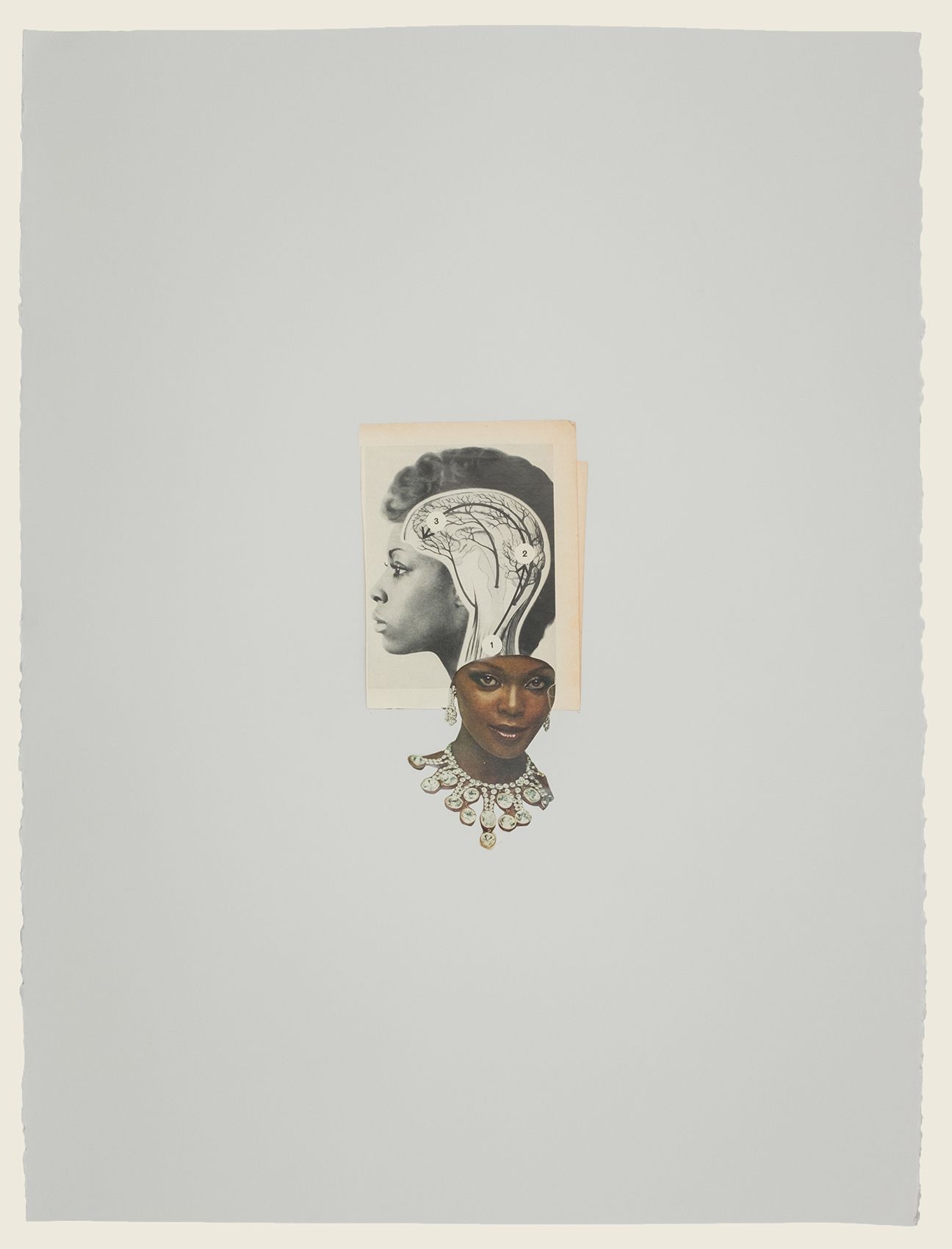 Collage and ink on paper -  31 x 24 x 1 5/8 in (78.6 x 61.1 x 4.1 cm) framed - Photo credit James Wang Riunite & Ice #18, 2017