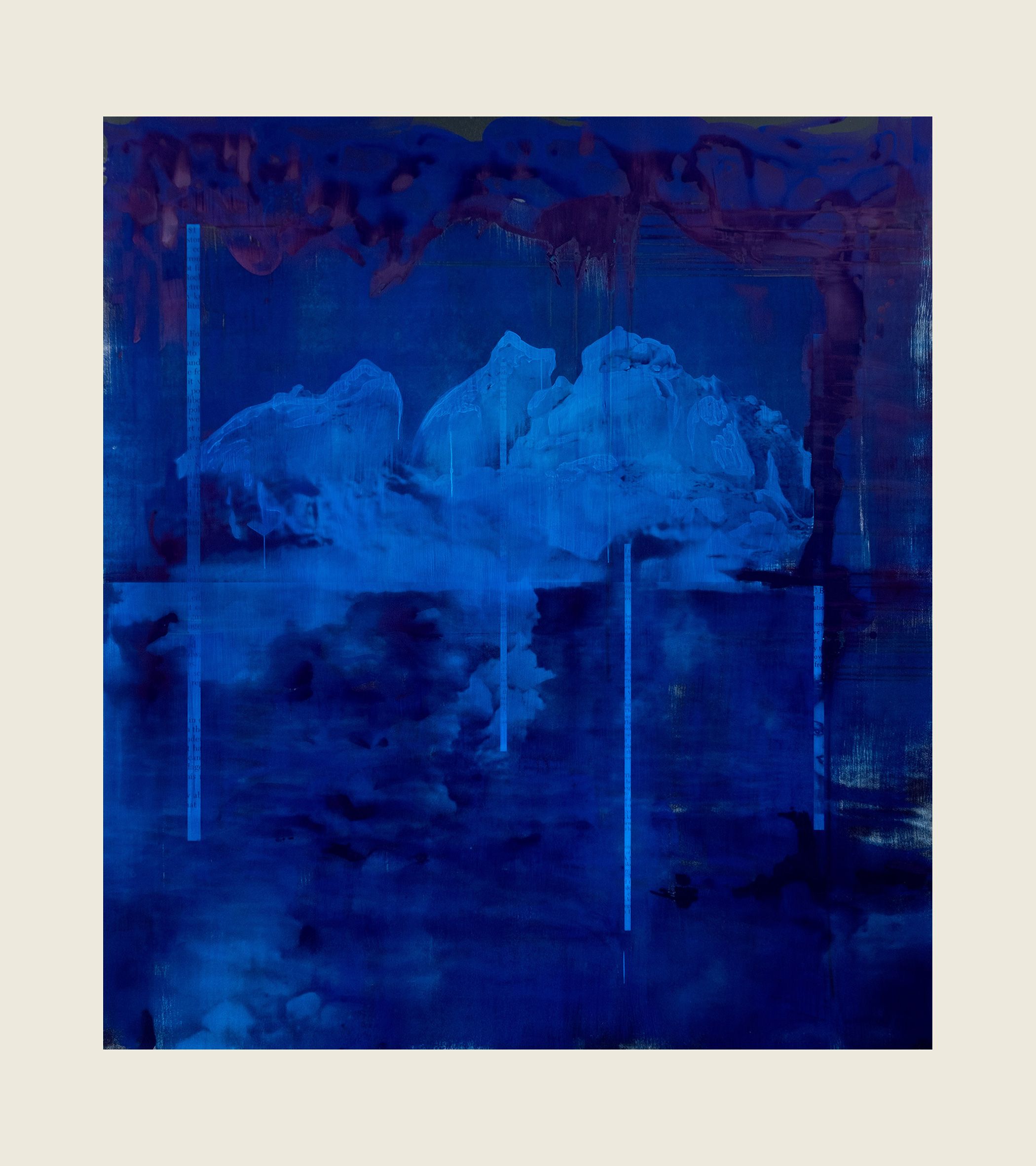 Ink and screenprint on gessoed fiberglass - 108 x 96 x 1 1/4 in (274.3 x 243.8 x 3.2 cm) Detached Night, 2019