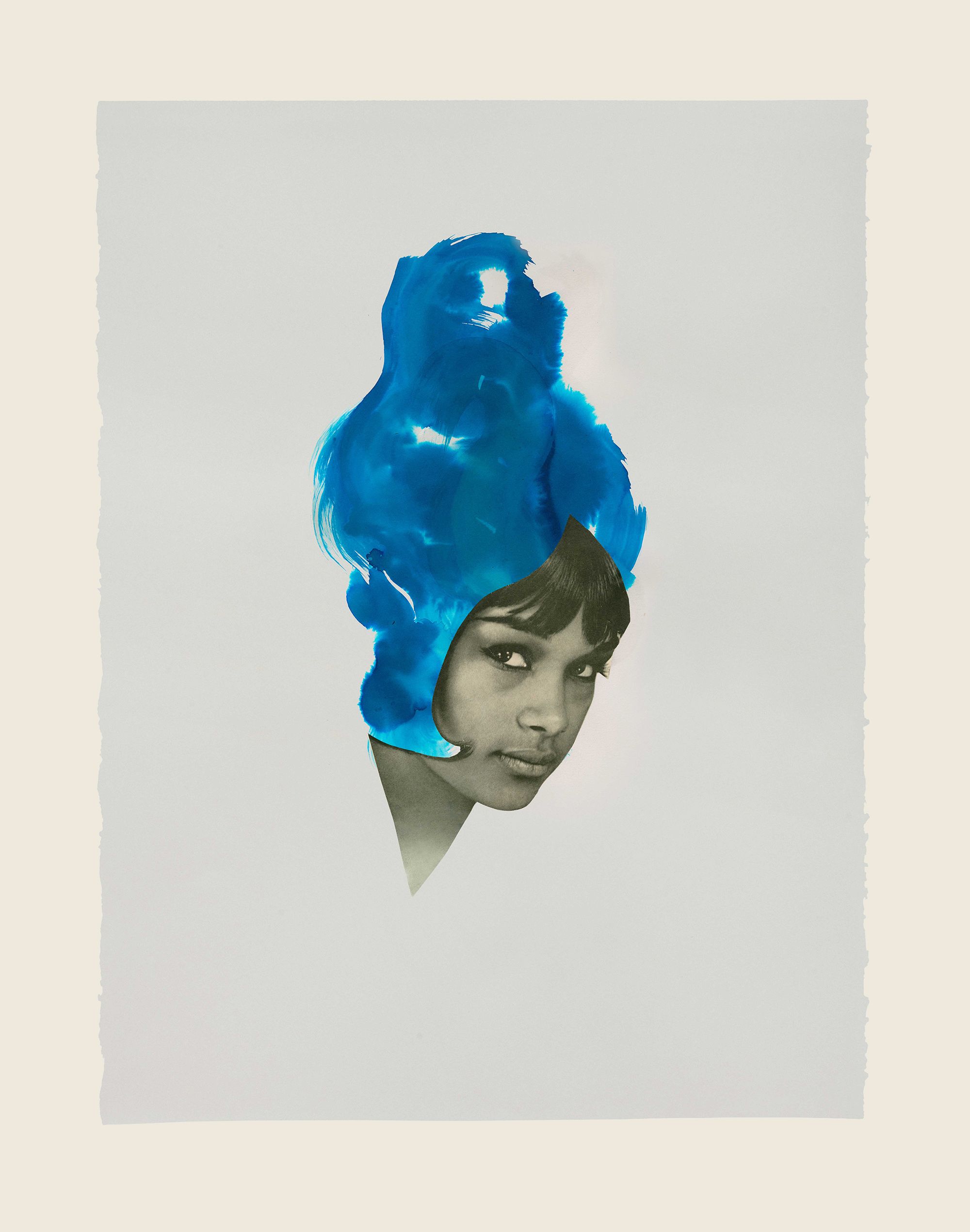 Collage and ink on paper - 29 1/2 x 21 5/8 in (74.9 x 54.9 cm) Ultra Blue, 2013