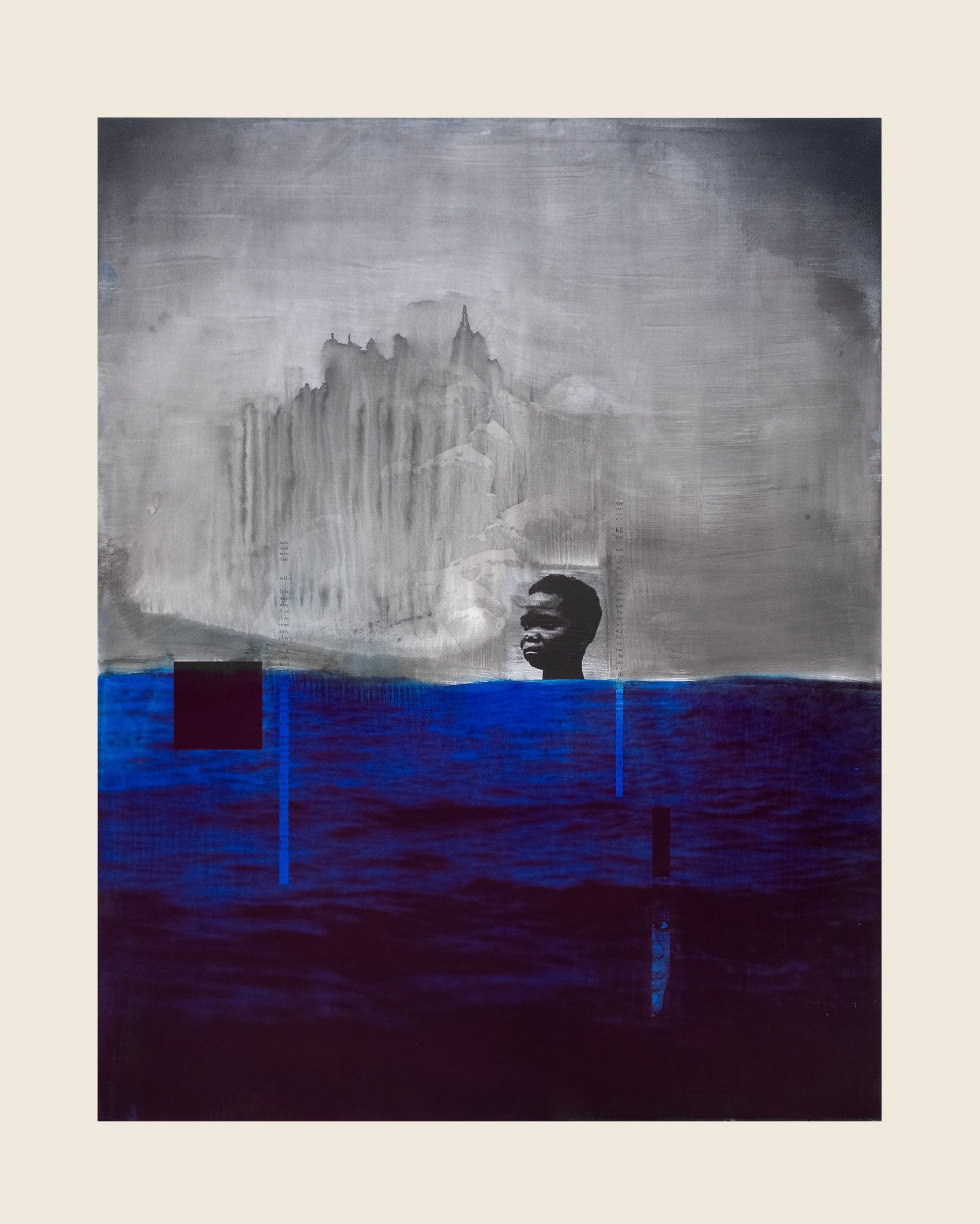 Ink and screenprint on gessoed fiberglass 75 1/2 x 59 x 1 3/8 in (191.8 x 149.9 x 3.5 cm) Ghost Note, 2021