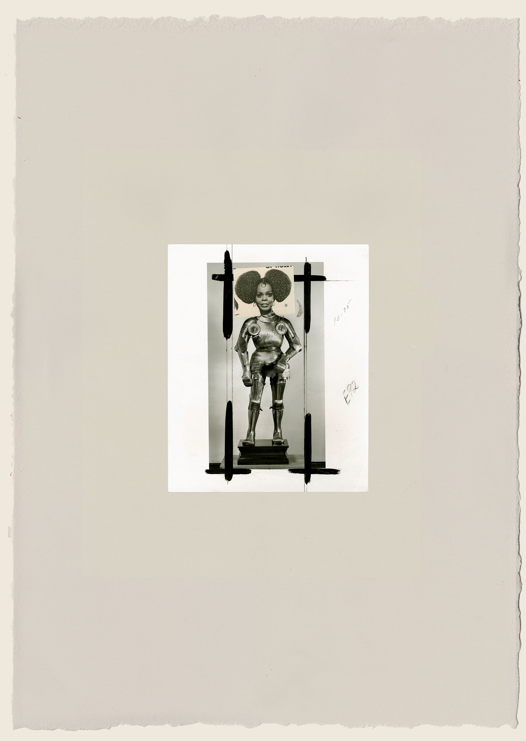 Found photograph and collage on paper - 29 1/2 x 21 5/8 in (74.9 x 54.9 cm) Armor Afro Puffs, 2016