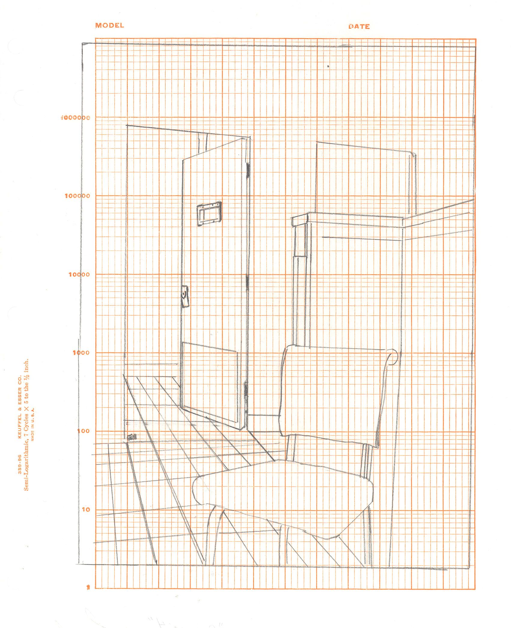 Graphite and ink on paper - 11 x 8 1/2 in (28 x 21.6 cm) Orange 4, 2008